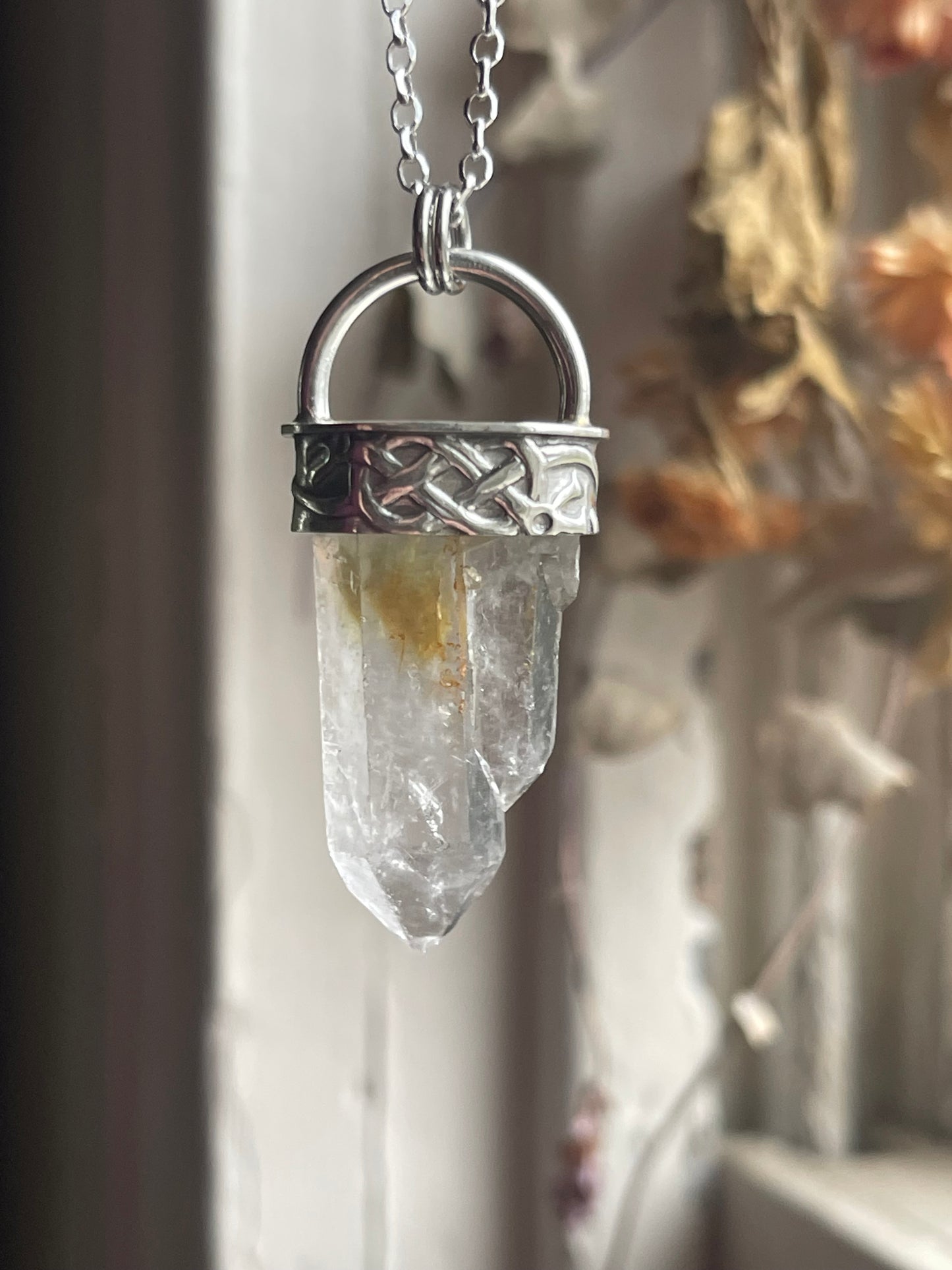 Viking Knot Sunshine Quartz Crystal Necklace