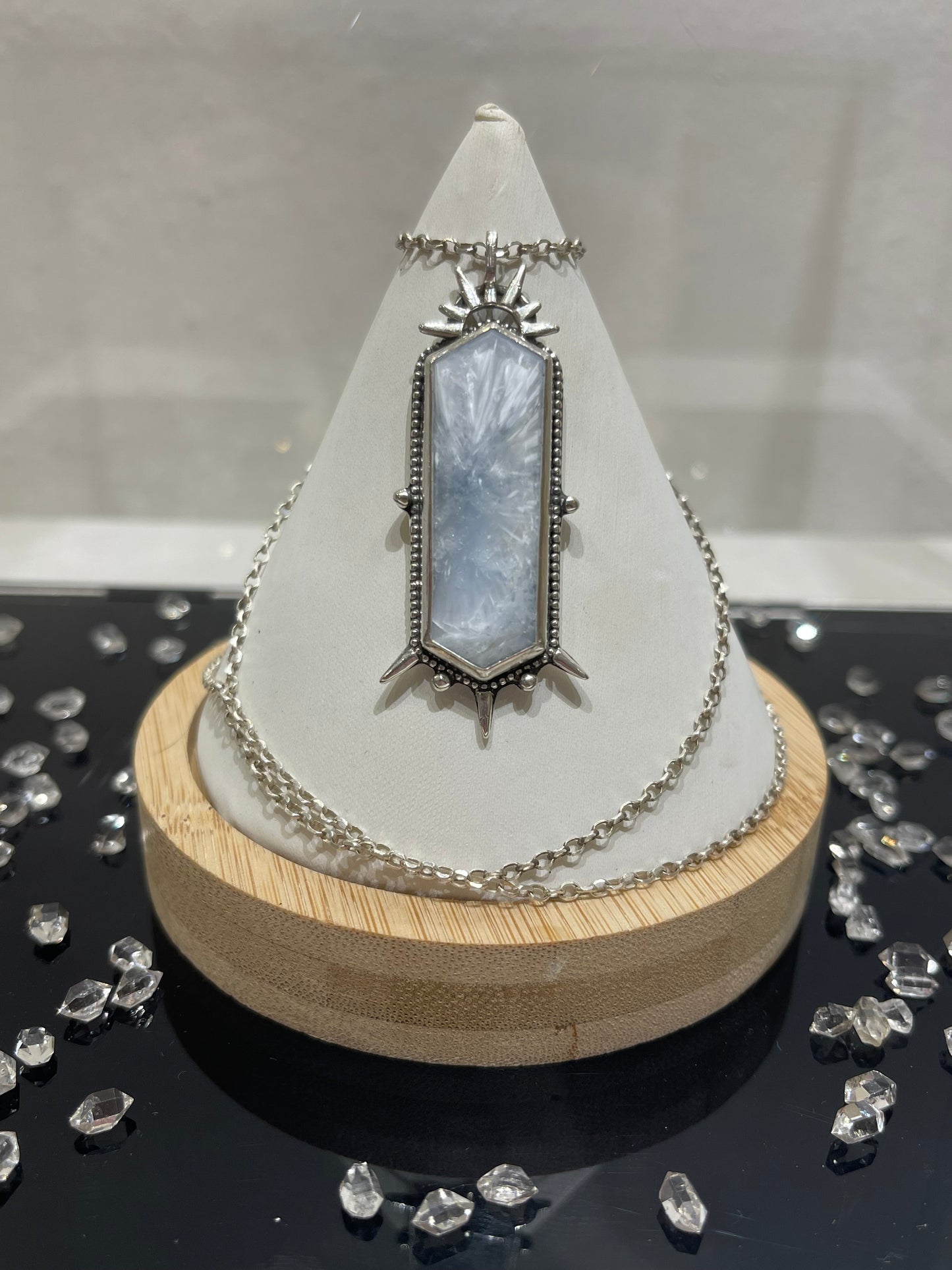 *Glacial Crown • Bridewell Stone Statement Pendant Necklace • Fine Silver