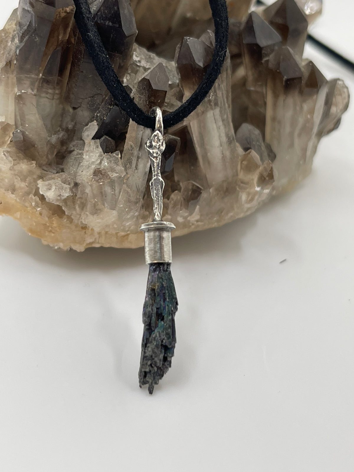 *Bebe Witch Broom Crystal Pendants • Black Kyanite & Sterling Silver