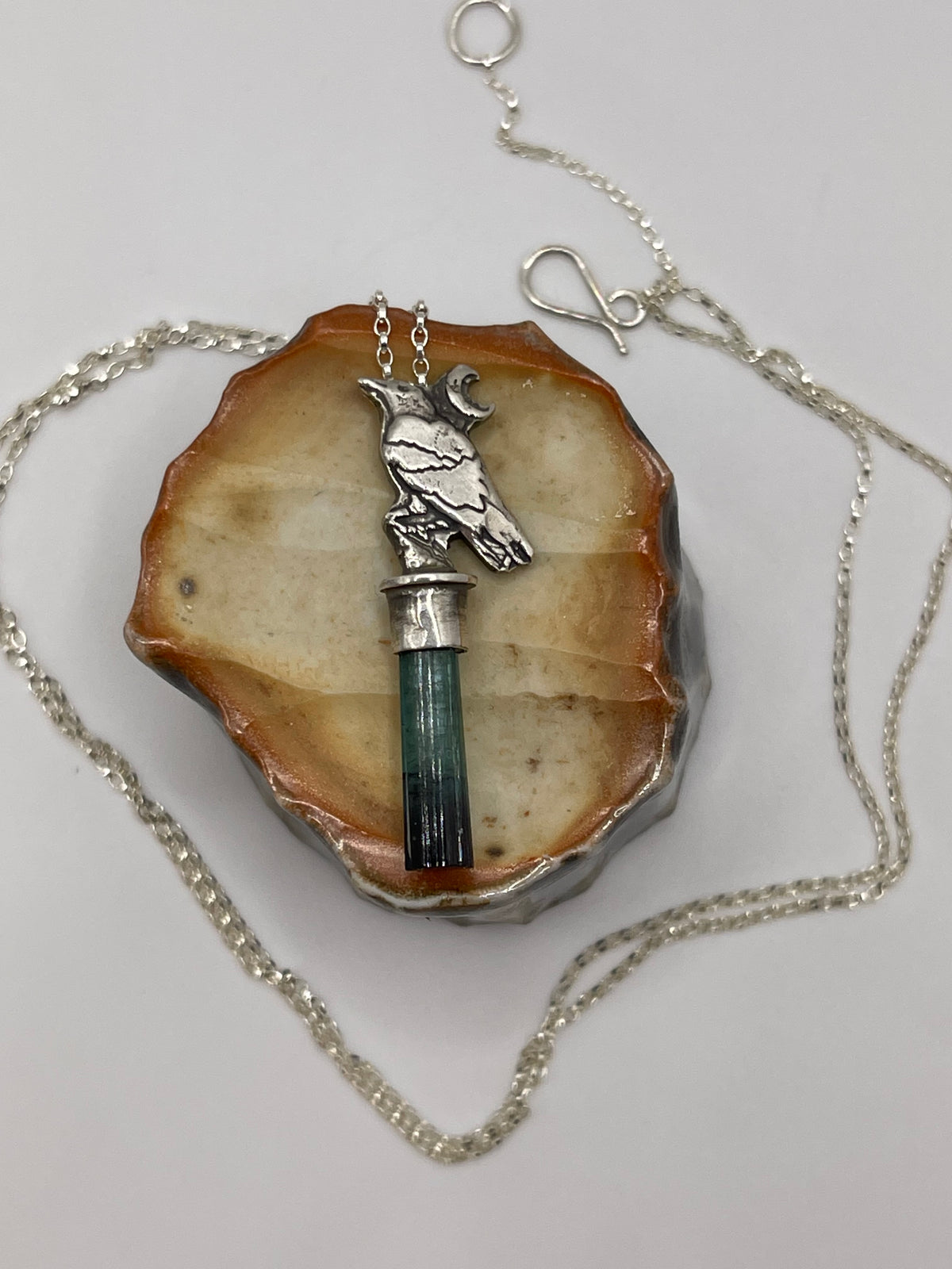 *Dark Raven • Bicolor Tourmaline Crystal Necklace • Sterling Silver