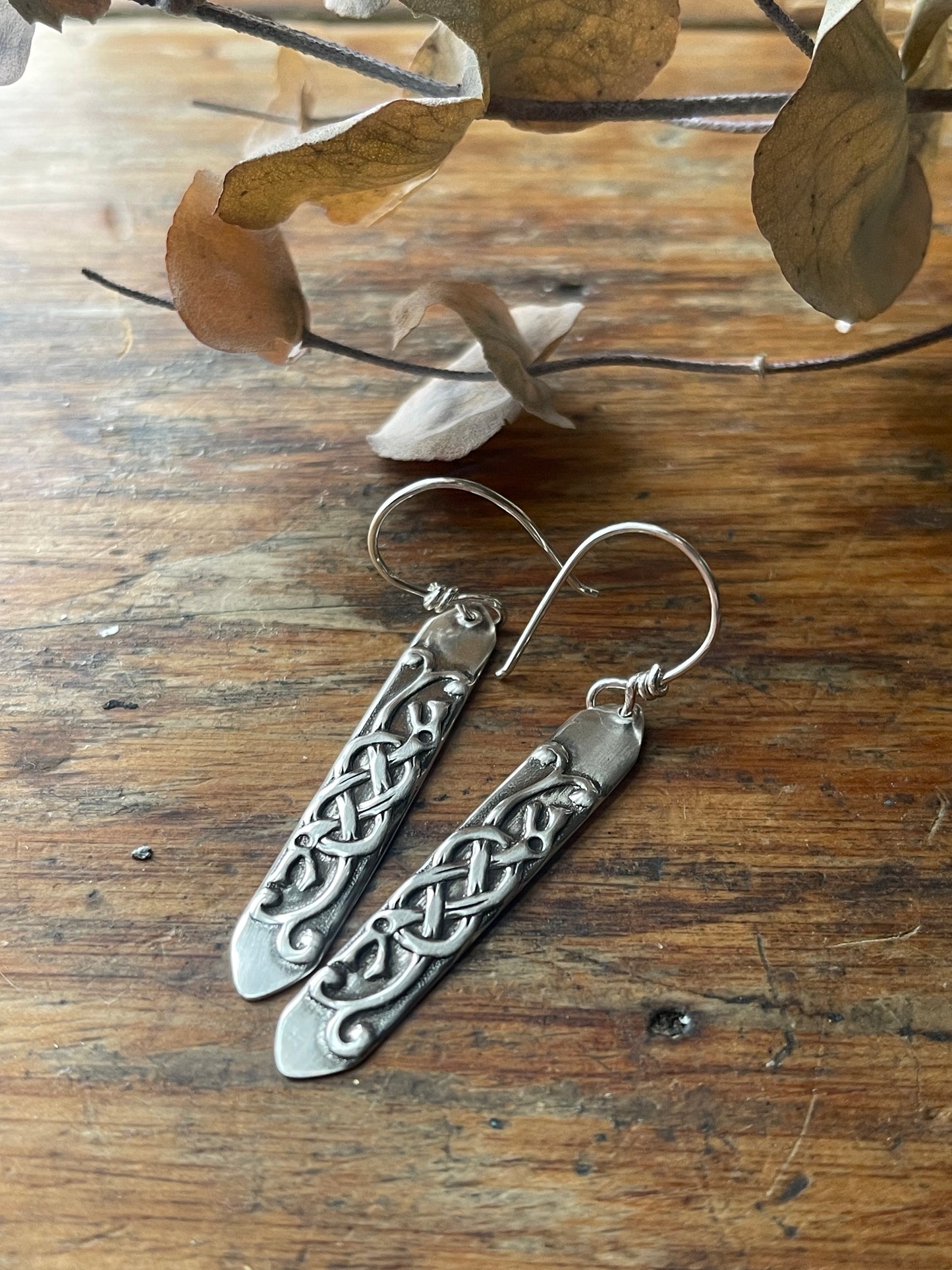Jörmungandr Viking Knots Sterling Silver Dangle Earrings