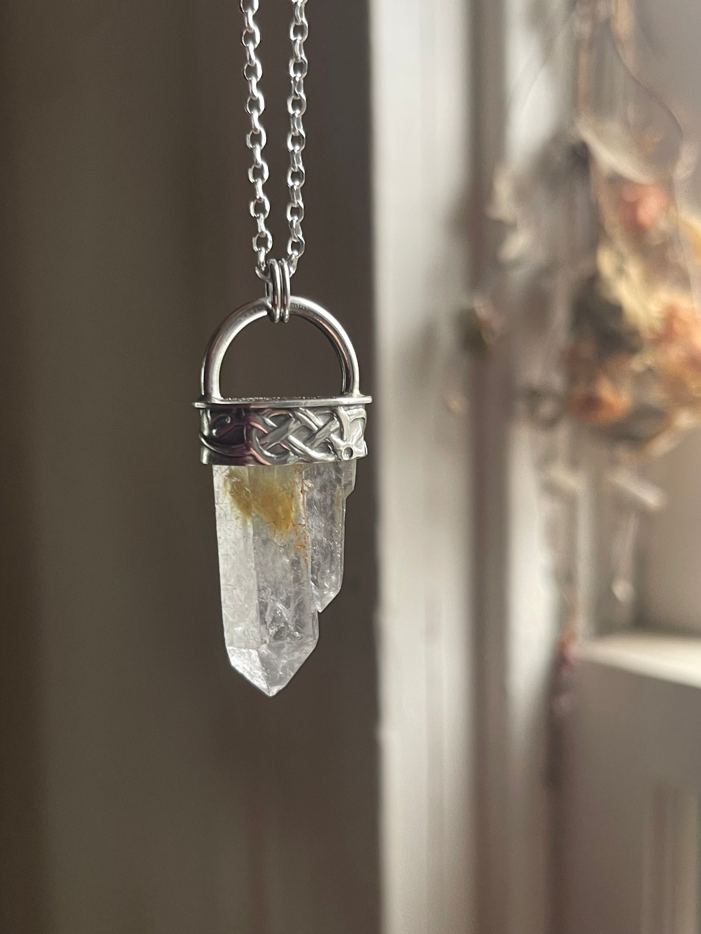 Viking Knot Sunshine Quartz Crystal Necklace