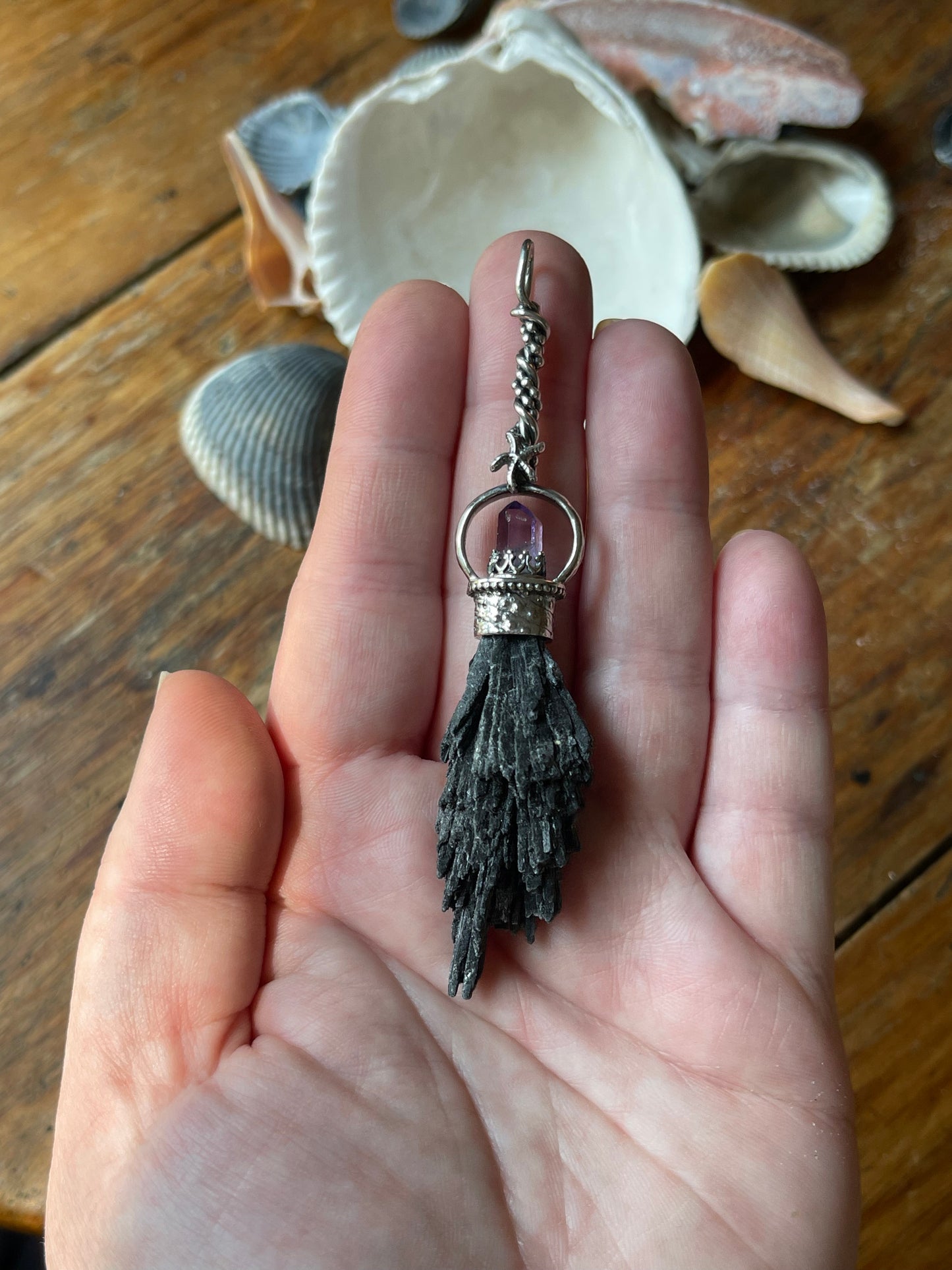 The Urchin Witch Crystal Broom Pendant