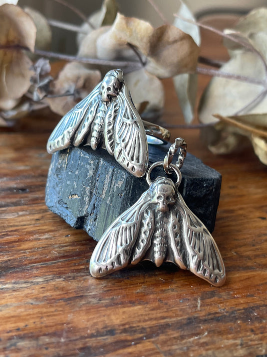 Deathmoth Pendant and Ring • MADE TO ORDER