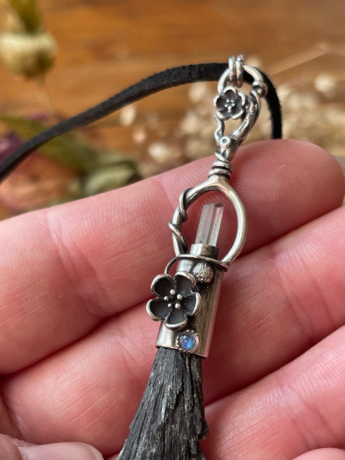 Garden Witch Crystal Broom Pendant