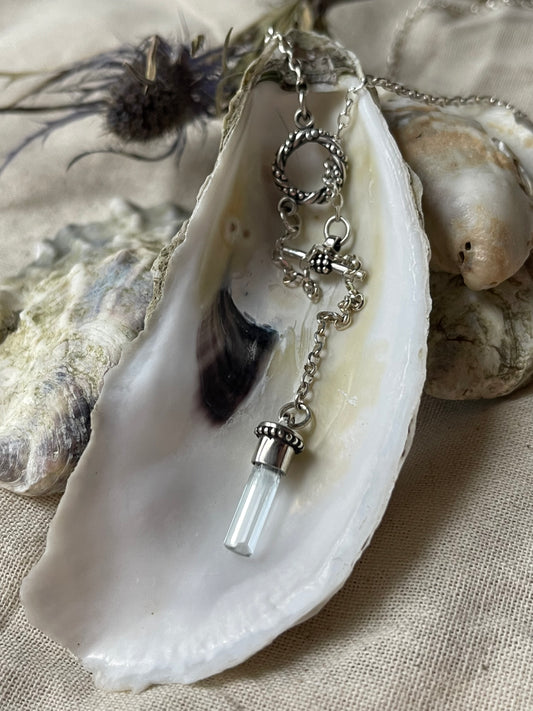 *Aquamarine Anchor • Aquamarine Crystal Sterling Silver Toggle Necklace