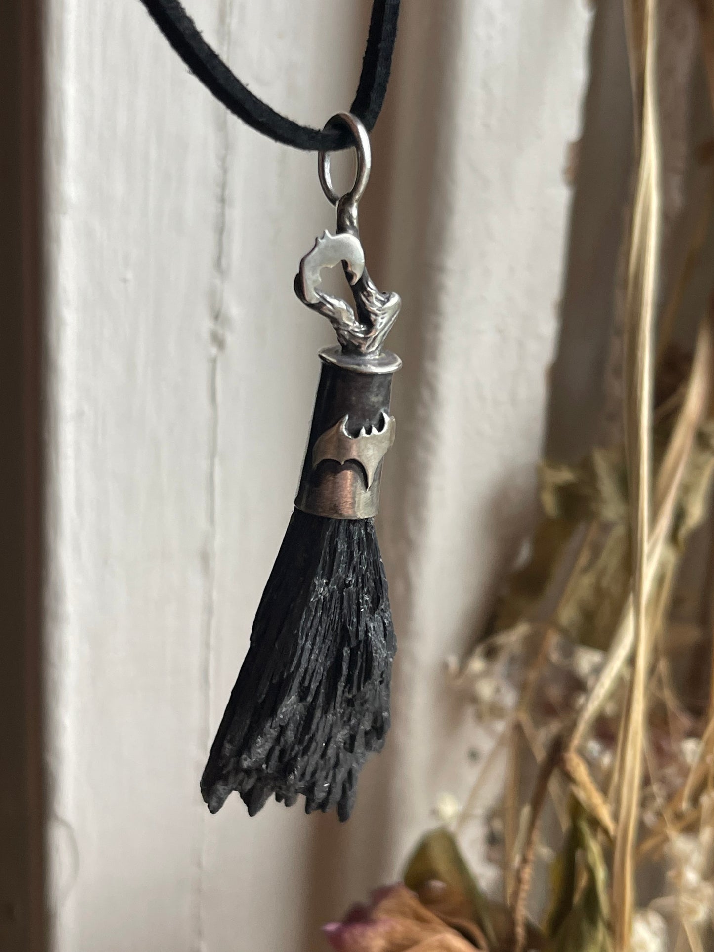 Creature of the Night Witch Crystal Broom Pendant