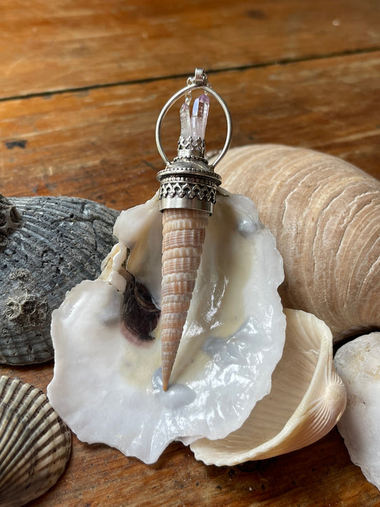 Ocean Royalty • Amethyst Auger Shell Statement Necklace