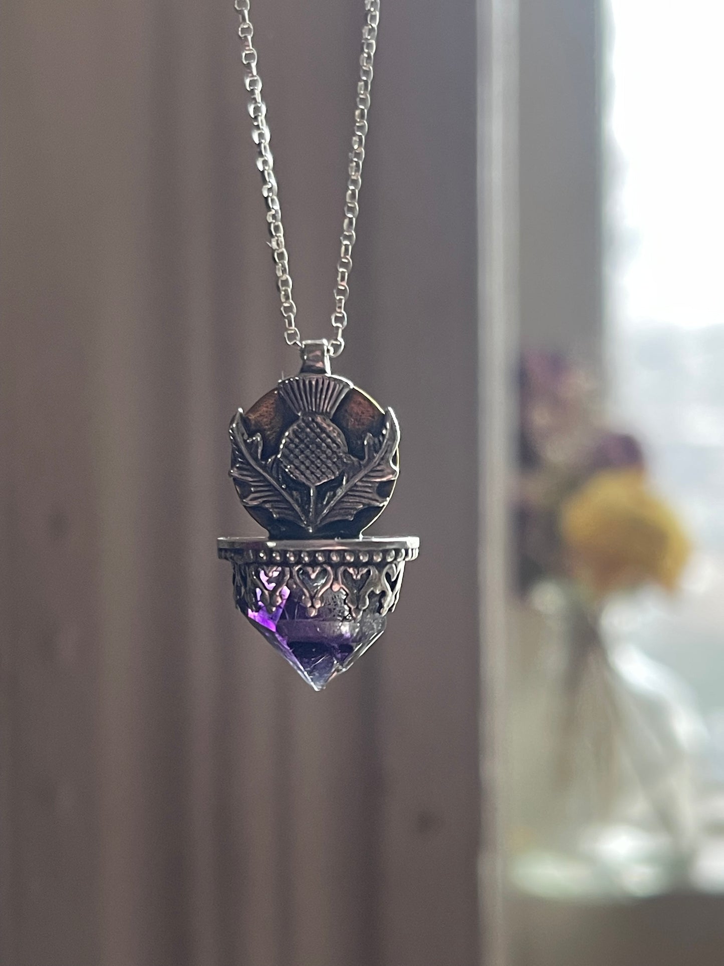 *Whispers of Resilience • Amethyst Crystal mixed metal pendant necklace