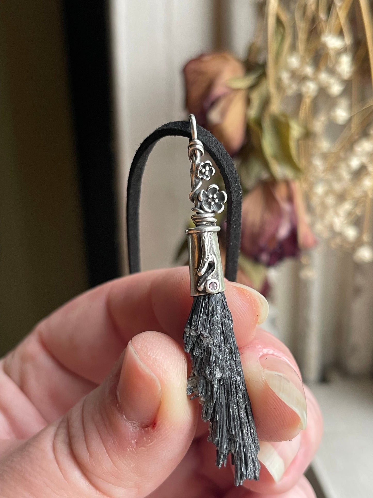 *Little Flower Witch Crystal Broom Pendant