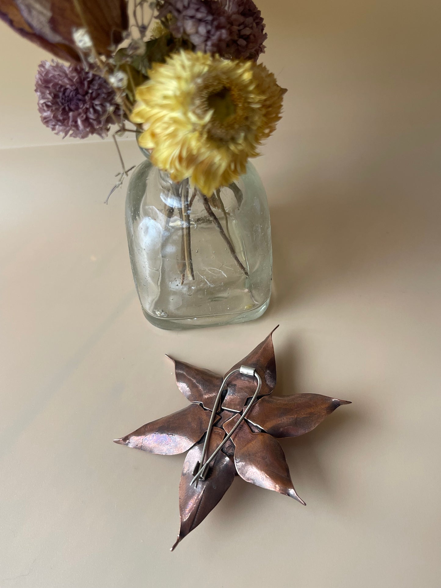 *To Spirl or not to Spiral • Sculptural Copper Flower Brooch/Pendant combo