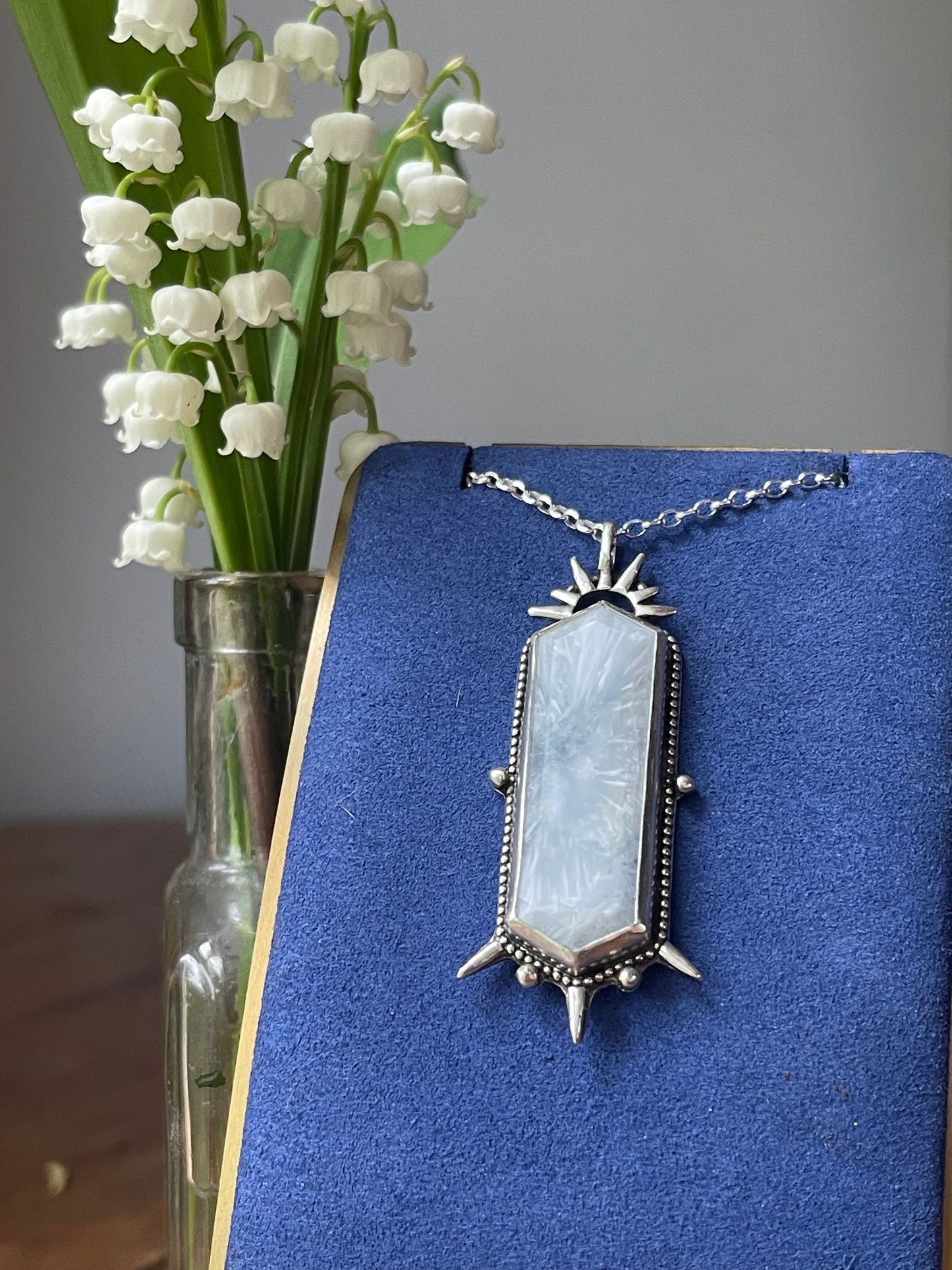 *Glacial Crown • Bridewell Stone Statement Pendant Necklace • Fine Silver