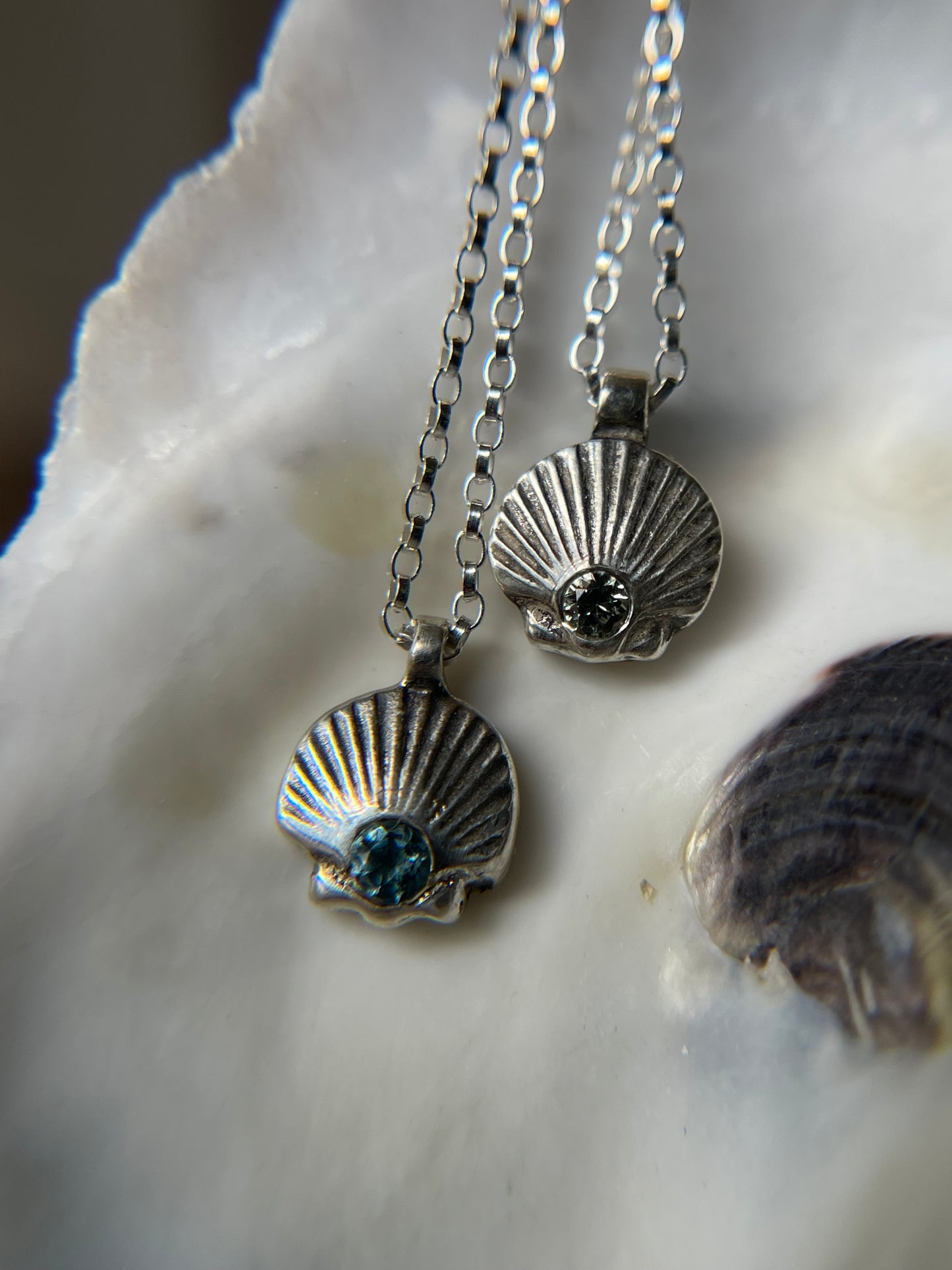 Seashells by the Seashore • Made to Order Faceted Gemstone Shell Charm Necklaces