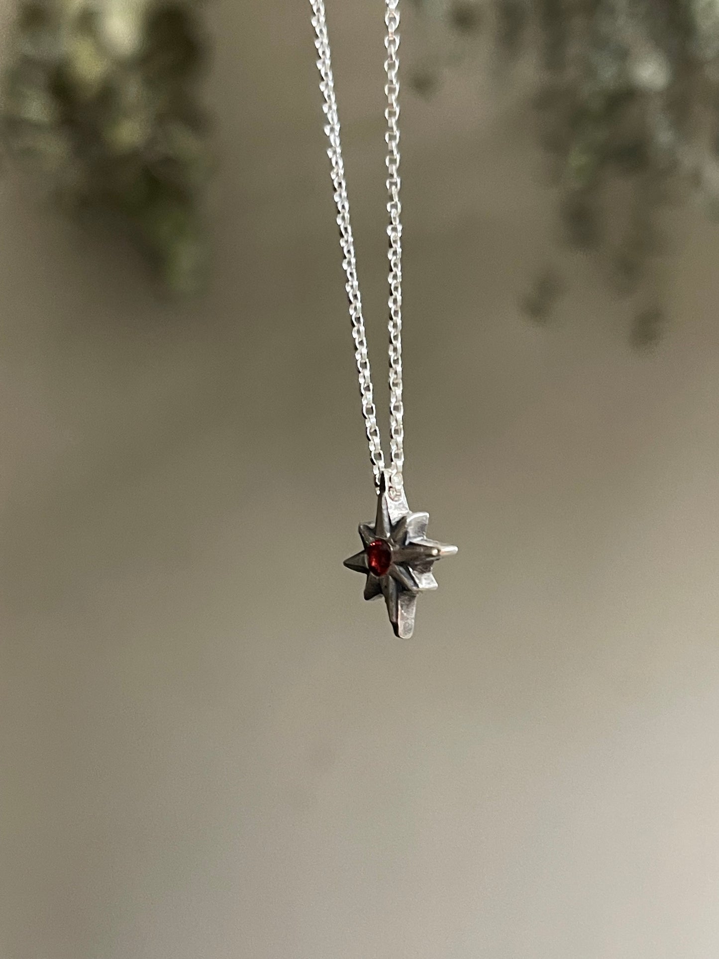 *Dark Star • Garnet Star Charm Necklace MADE TO ORDER