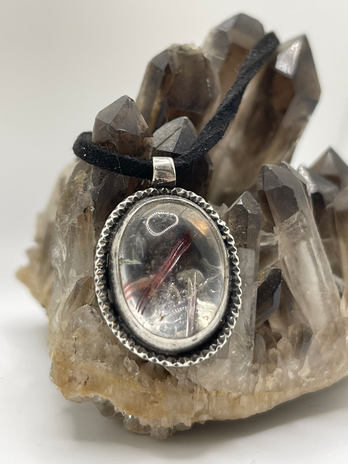 *Starman Waiting in the Night • Copper Rutilated Quartz Skull Pendant • Sterling Silver