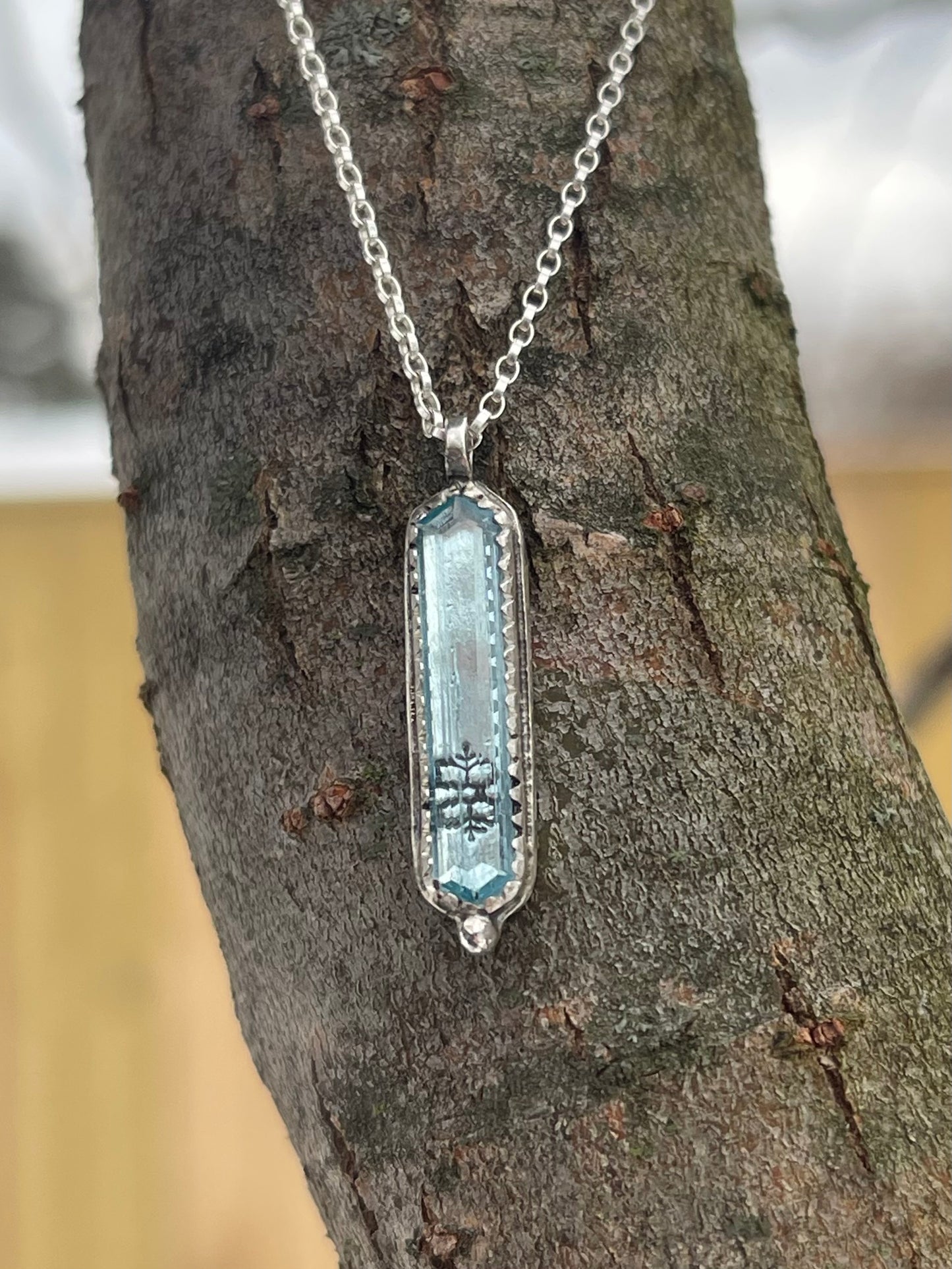 *The Stillness of Winter • Aquamarine Fine Silver Heirloom Pendant Necklace