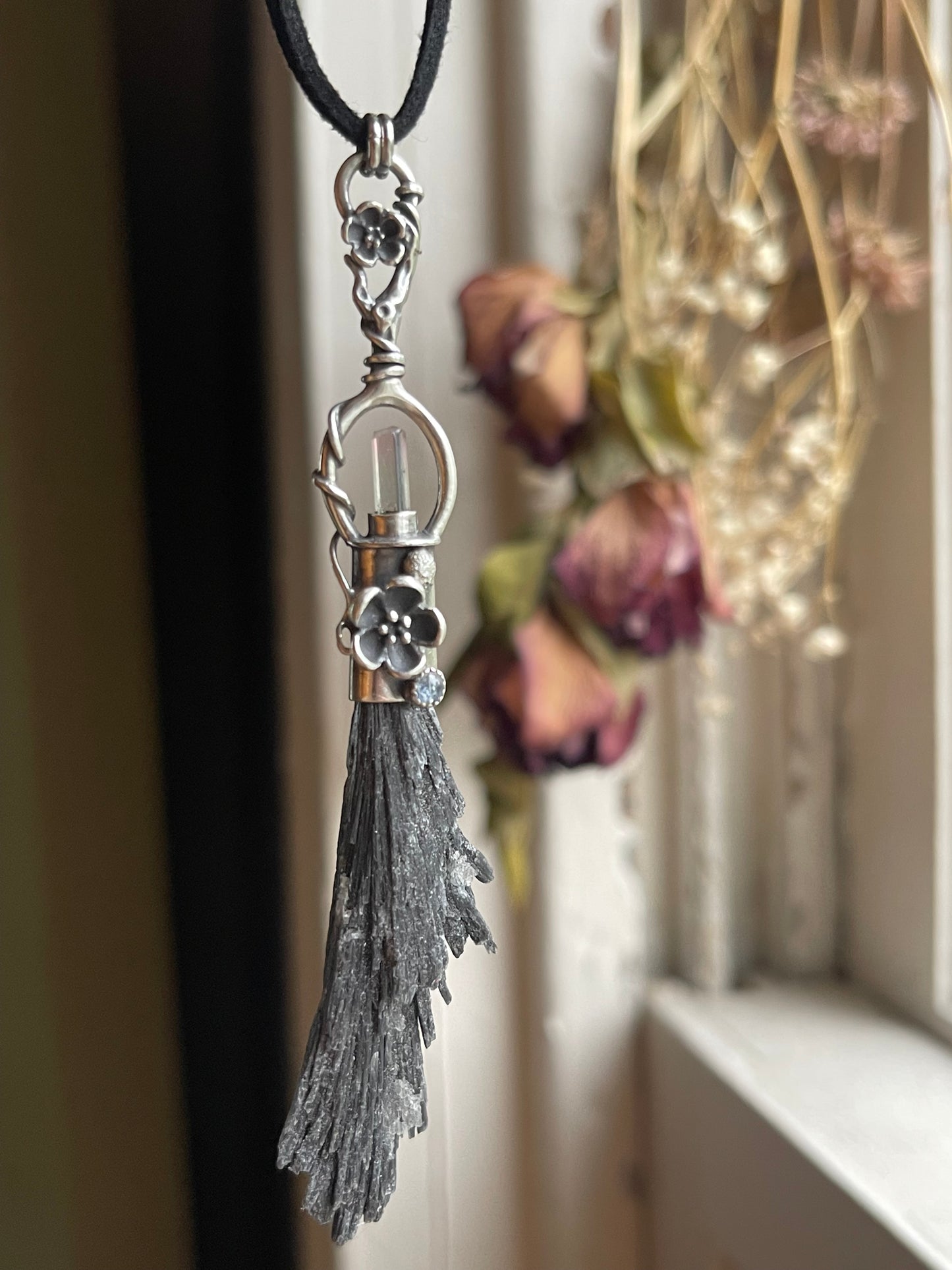 Garden Witch Crystal Broom Pendant