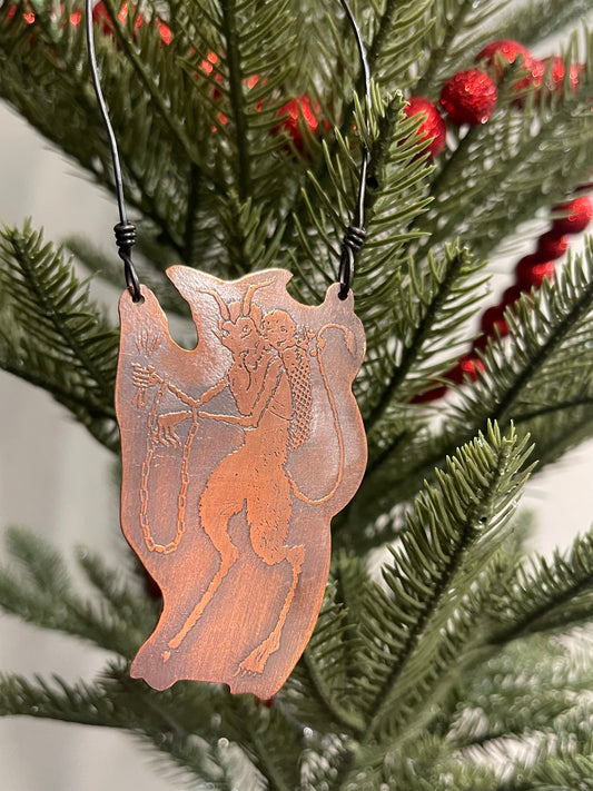 *Krampus Etched Copper Ornament