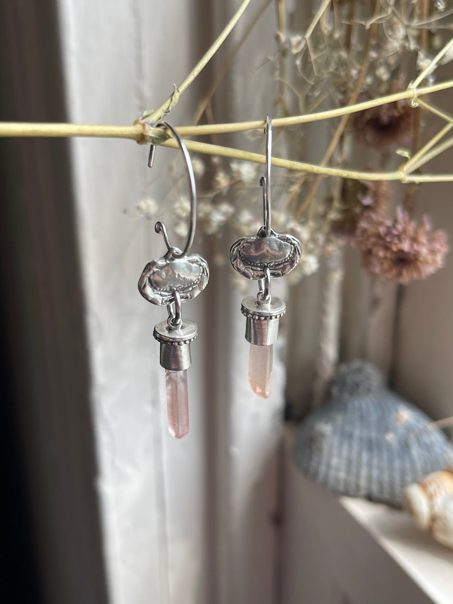 Crabbin’ Line • Red Quartz Crystal Dangle Crab Earrings