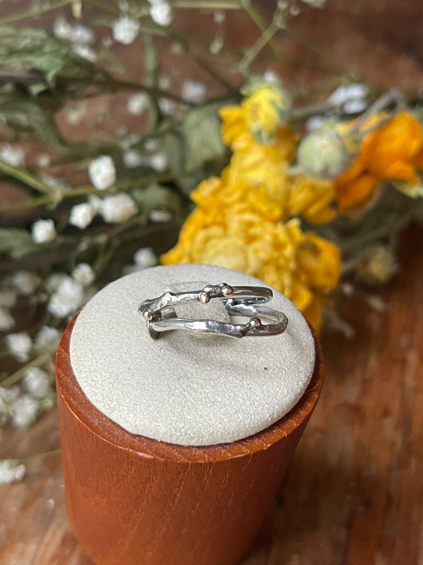 *MTO Selvage Shore Reticulated Silver Stacker Ring Band