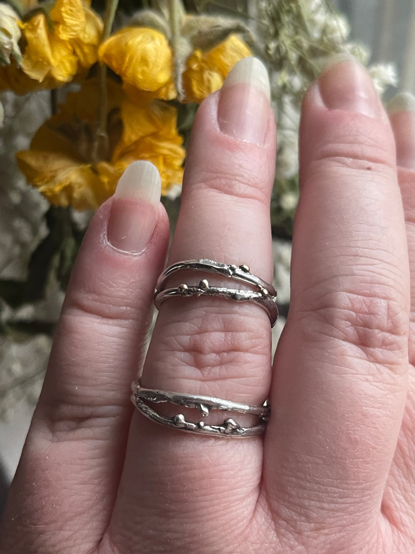 *MTO Selvage Shore Reticulated Silver Stacker Ring Band