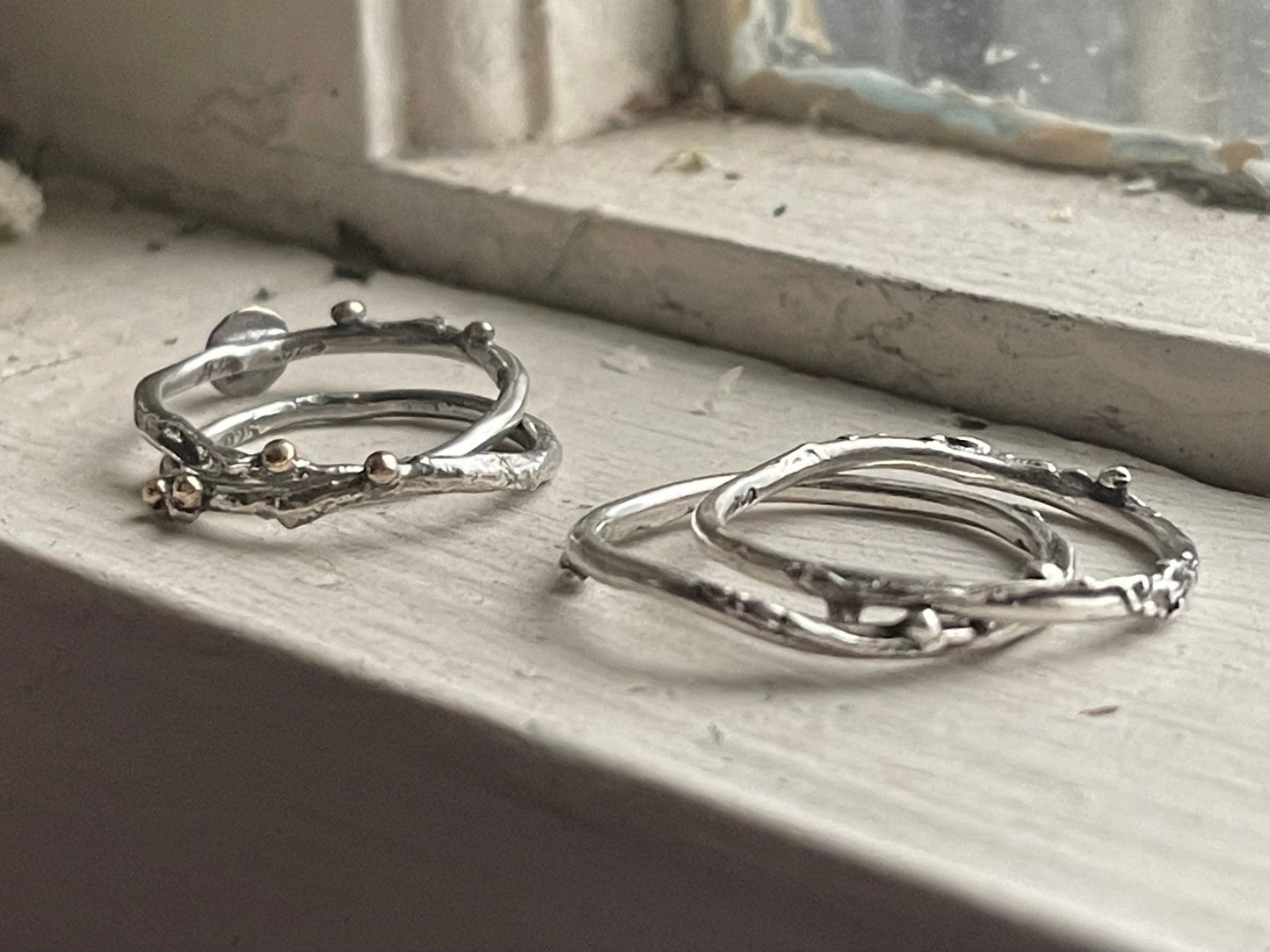*MTO Selvage Shore Reticulated Silver Stacker Ring Band