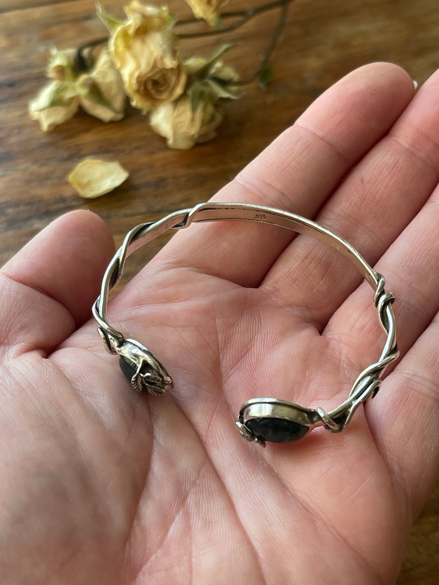 *Forest Floor Moss Agate Cuff Bracelet • Sterling Silver