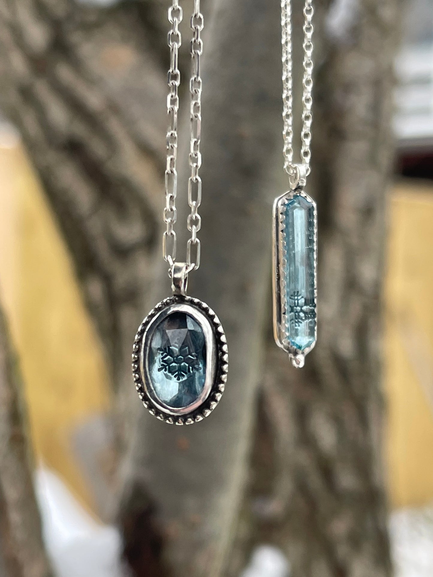 *The Stillness of Winter • Aquamarine Fine Silver Heirloom Pendant Necklace