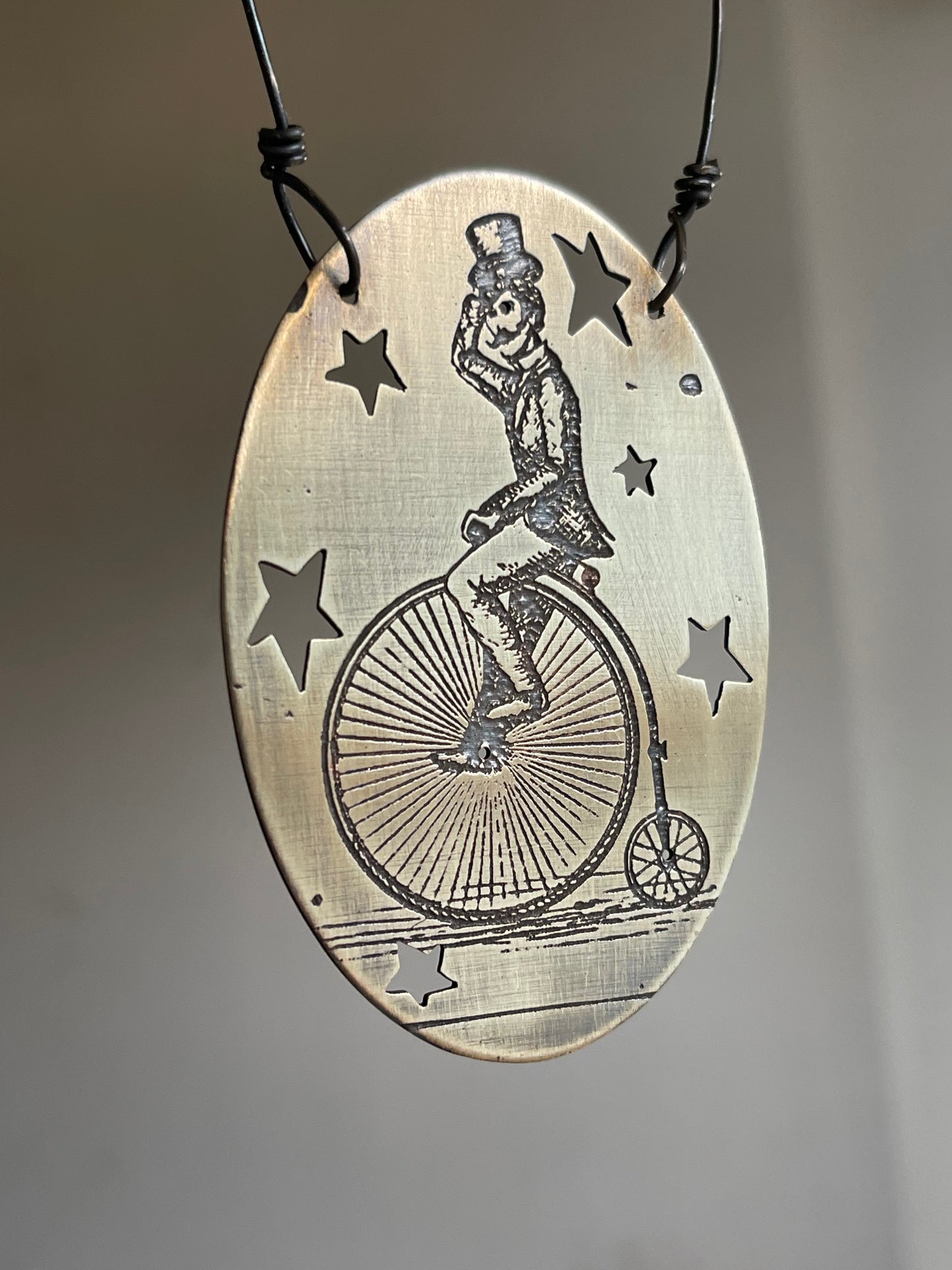 *Flying High on the High Wheel • Etched Brass Ornament