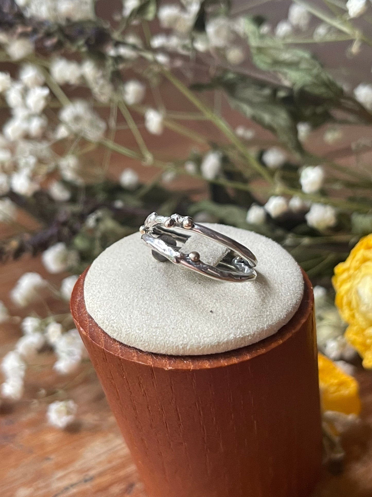 *MTO Selvage Shore Reticulated Silver Stacker Ring Band