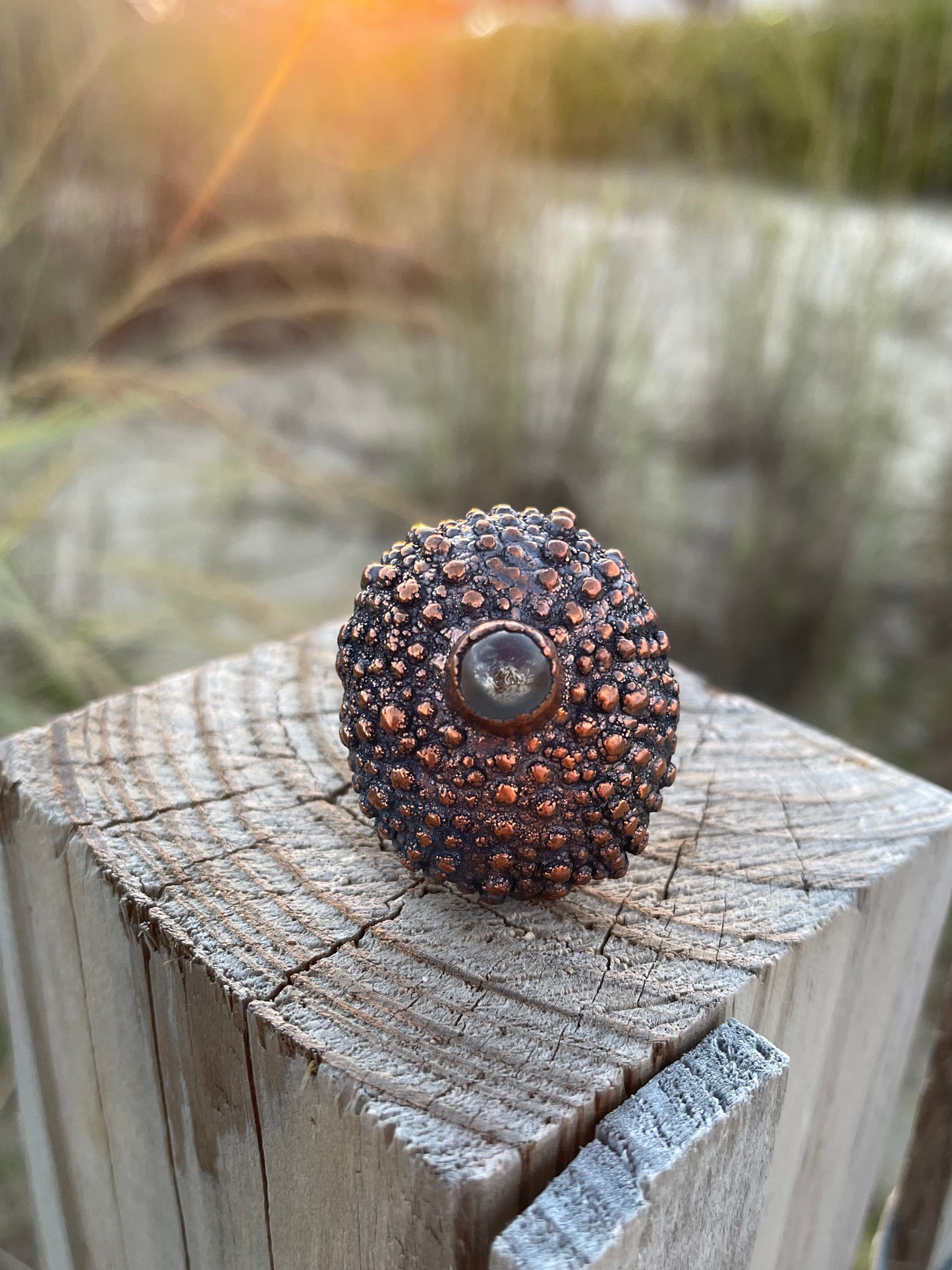 Sea Urchin Electroformed Copper Statement Ring