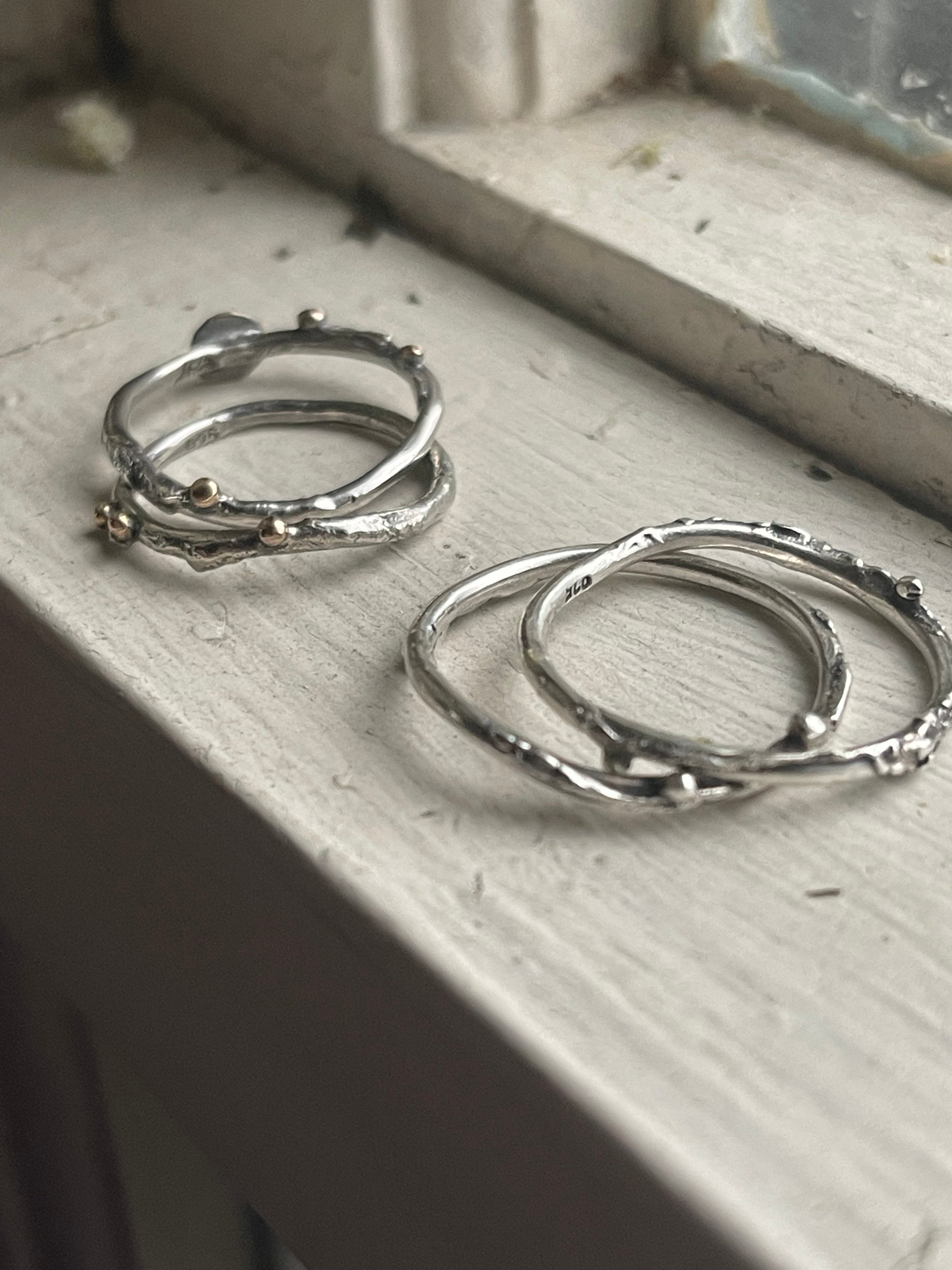 MTO Selvage Shore Reticulated Silver Stacker Ring Band – The