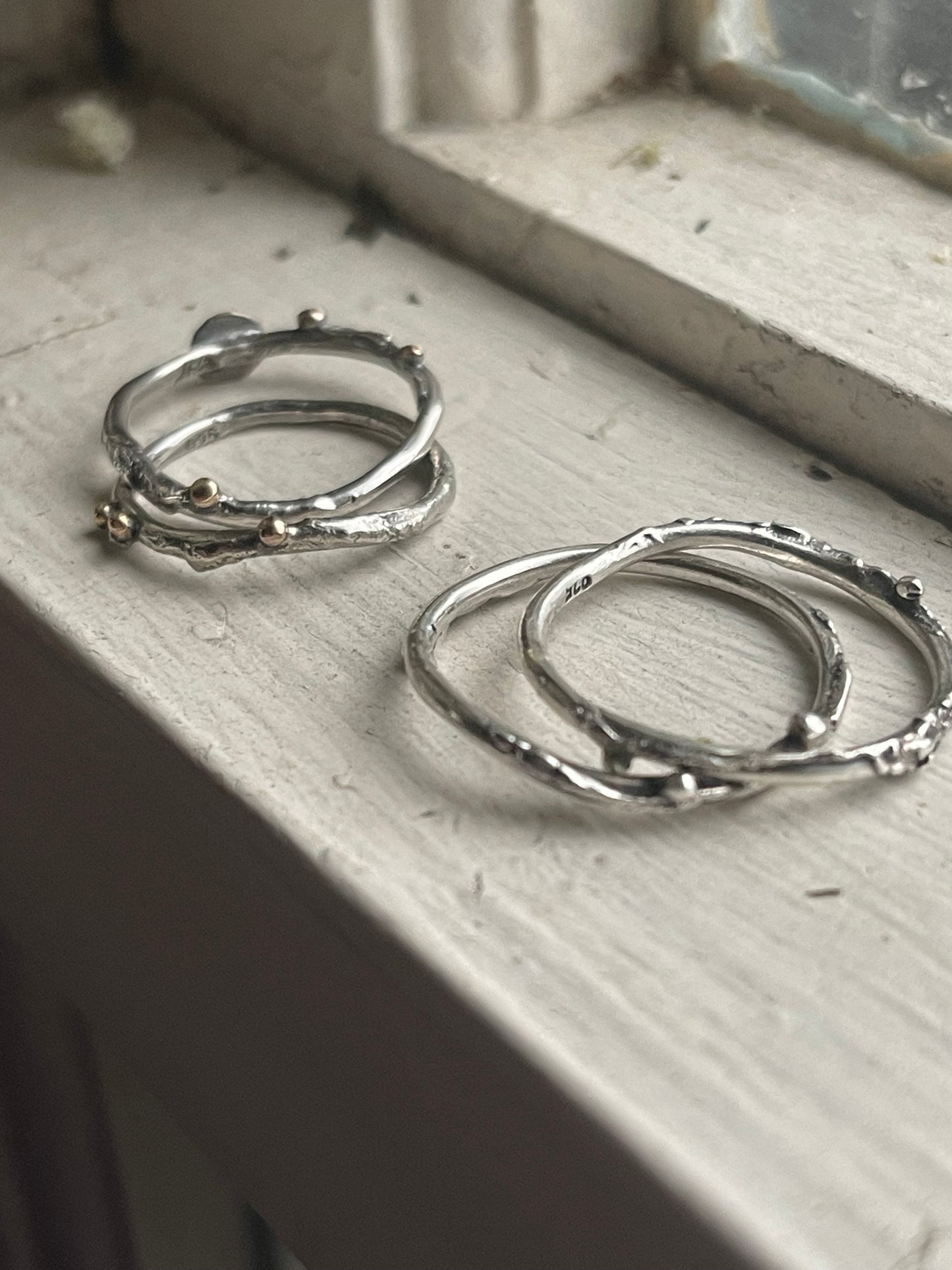 *MTO Selvage Shore Reticulated Silver Stacker Ring Band