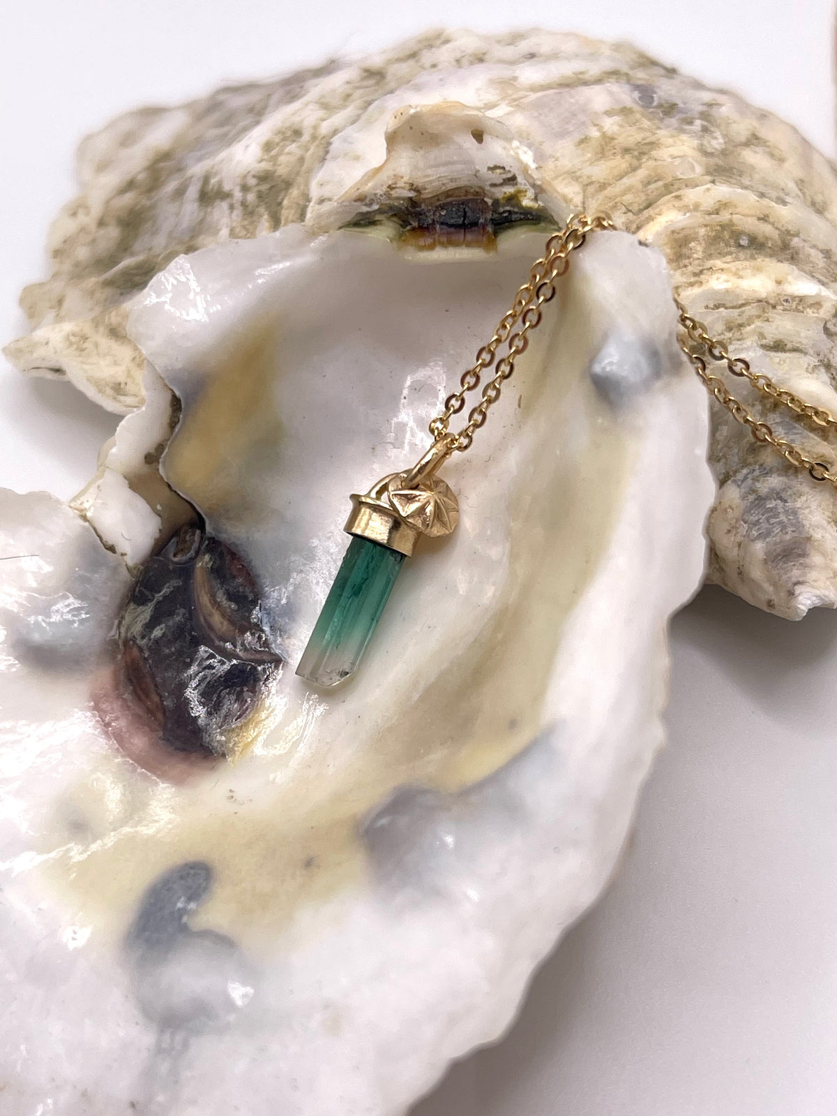 *Astoria & Thalassa • Solid 14K Gold Watermelon Tourmaline Crystal Pendants