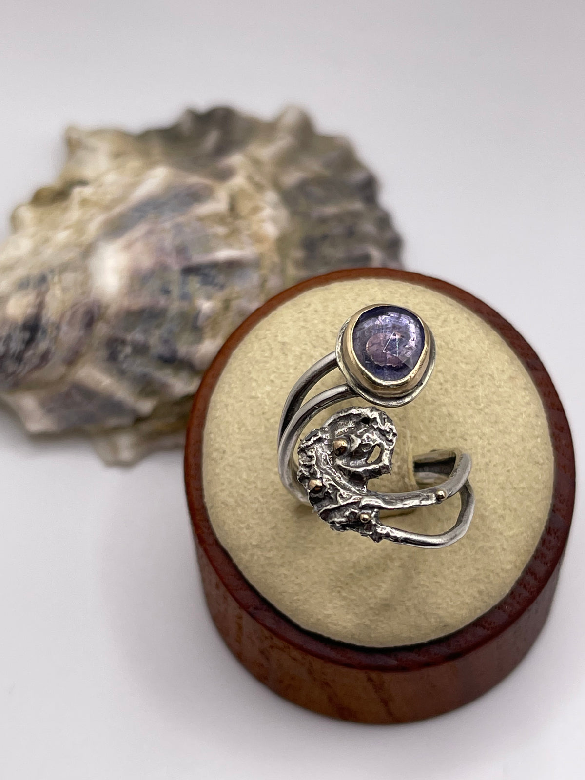 *Luna del Mare • Tanzanite Statement Ring • Solid 14K Gold & Silver • Adjustable