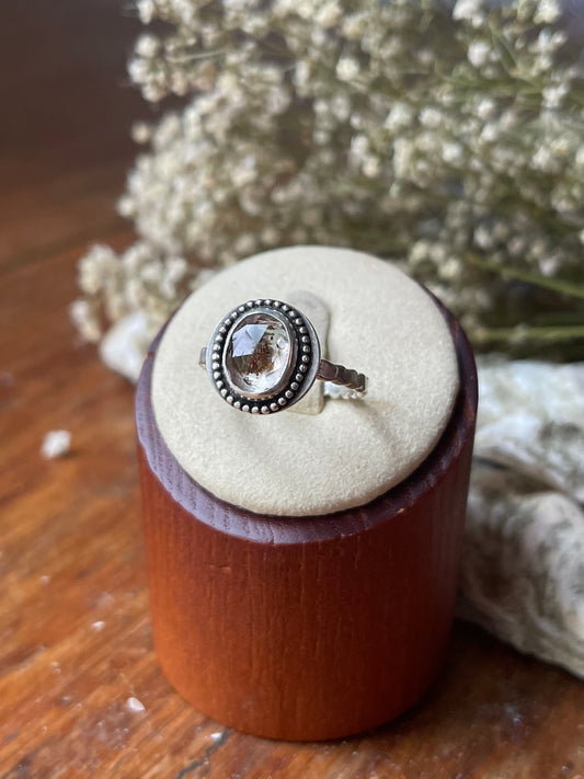 *Sand & Sun • Herkimer Diamond Solitaire Sterling Silver Ring • Size 7