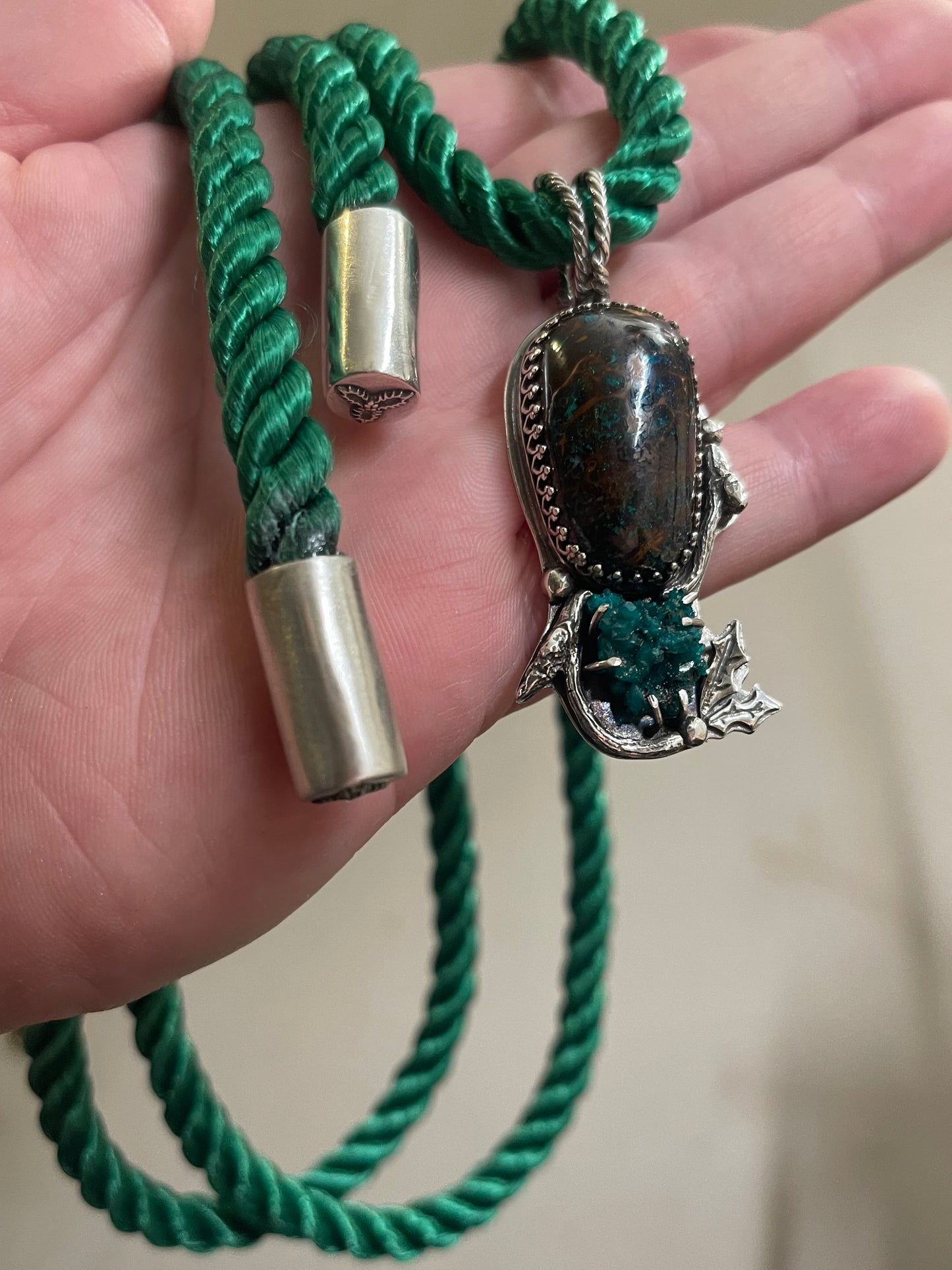 *RESERVED • Holly Winter Woodlands Pendant & Rope