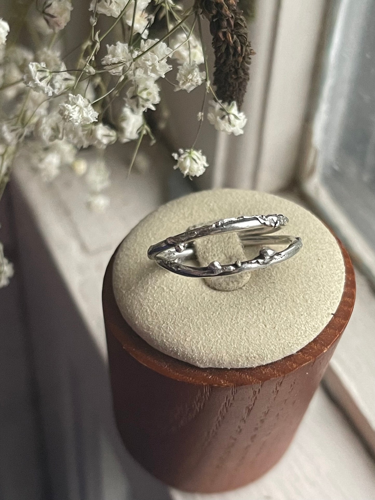 *MTO Selvage Shore Reticulated Silver Stacker Ring Band