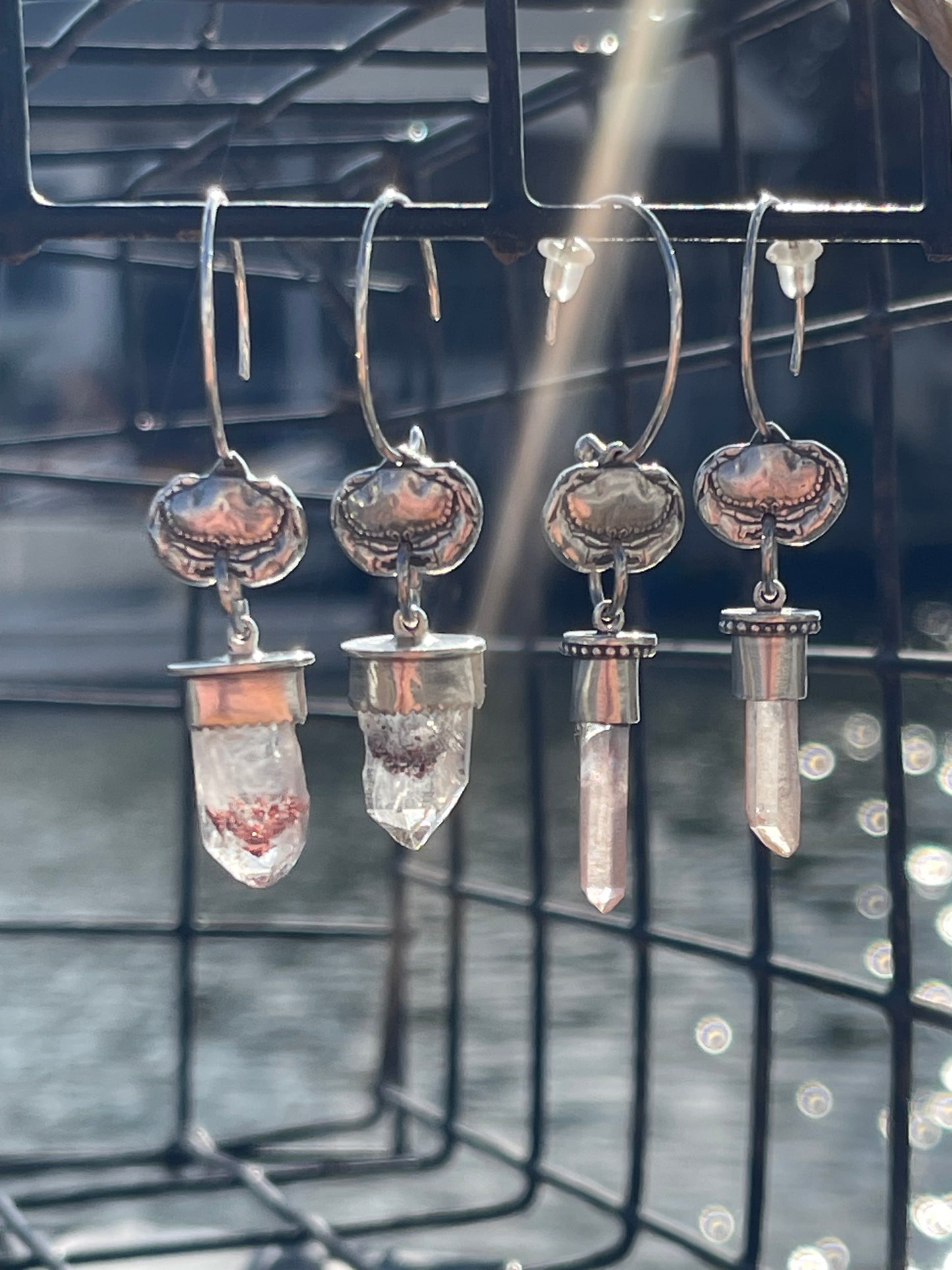 Crabbin’ Line • Red Quartz Crystal Dangle Crab Earrings