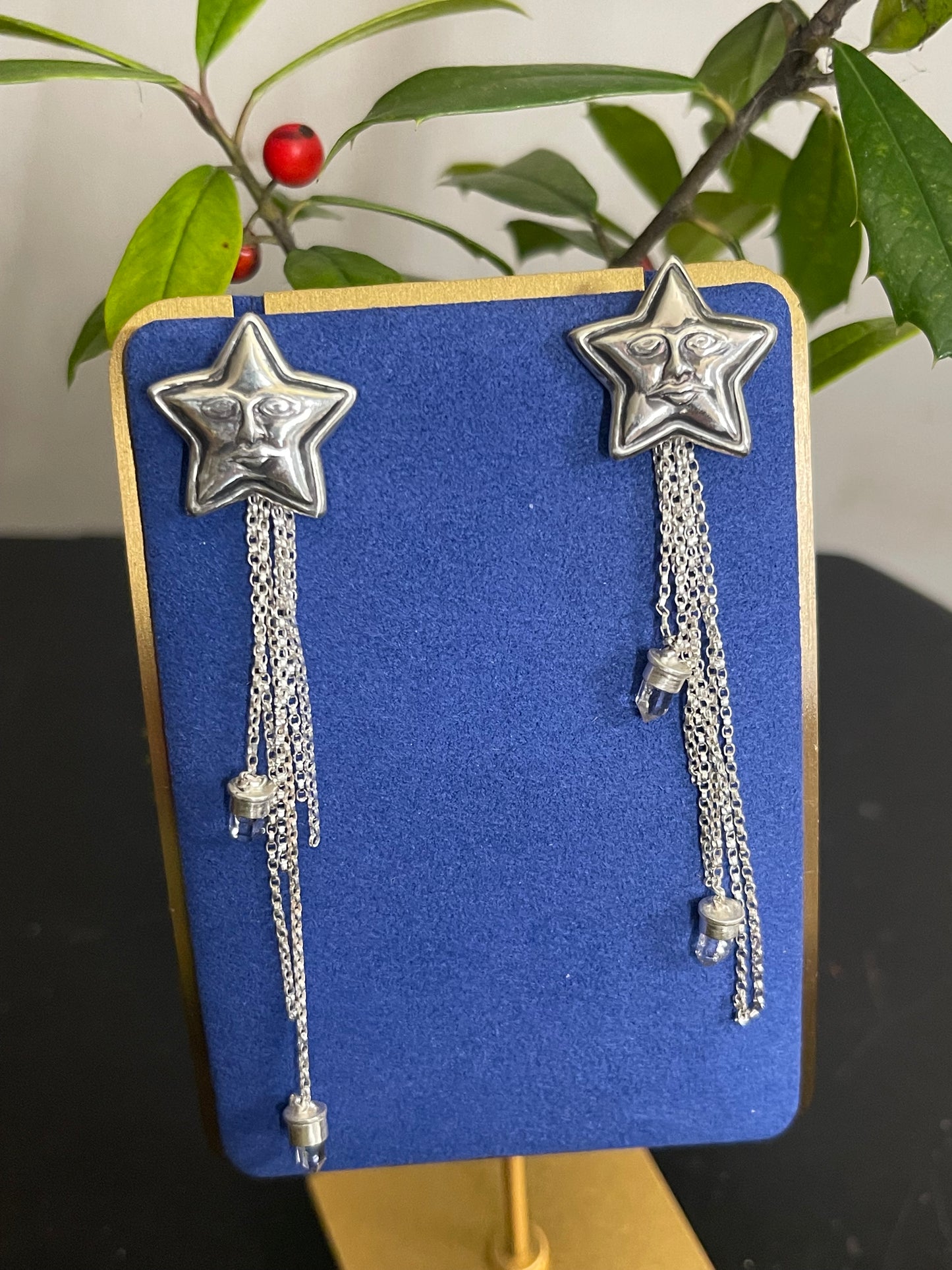 *Dreams Beneath Starlight Stud Dangle Crystal Fringe Earrings