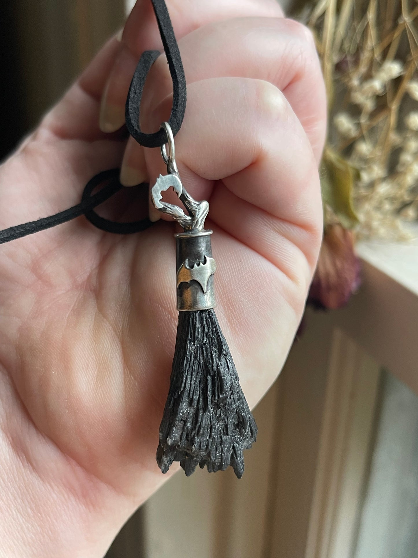 Creature of the Night Witch Crystal Broom Pendant