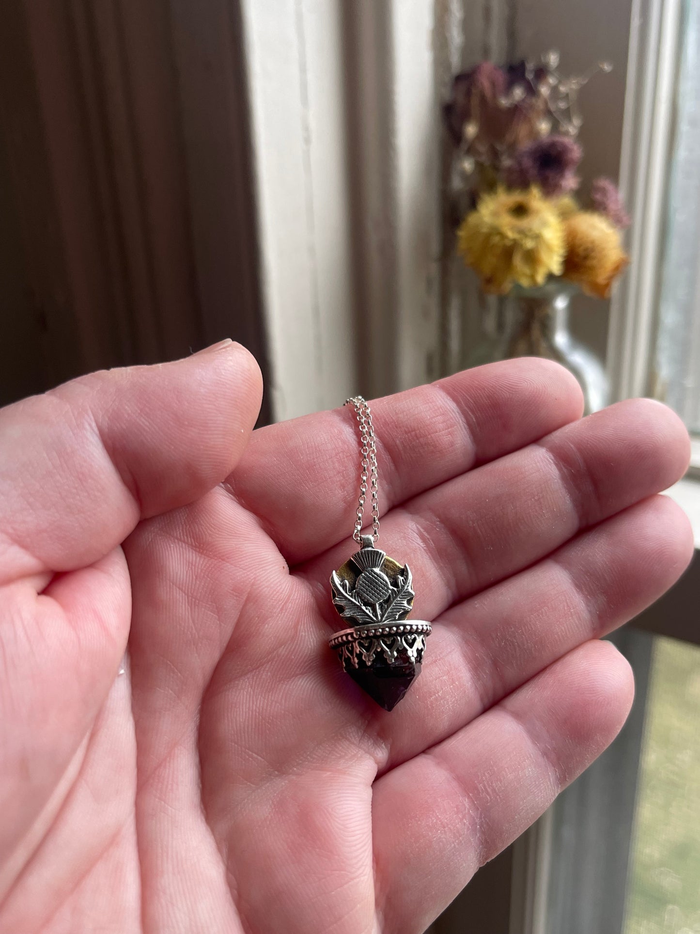 *Whispers of Resilience • Amethyst Crystal mixed metal pendant necklace