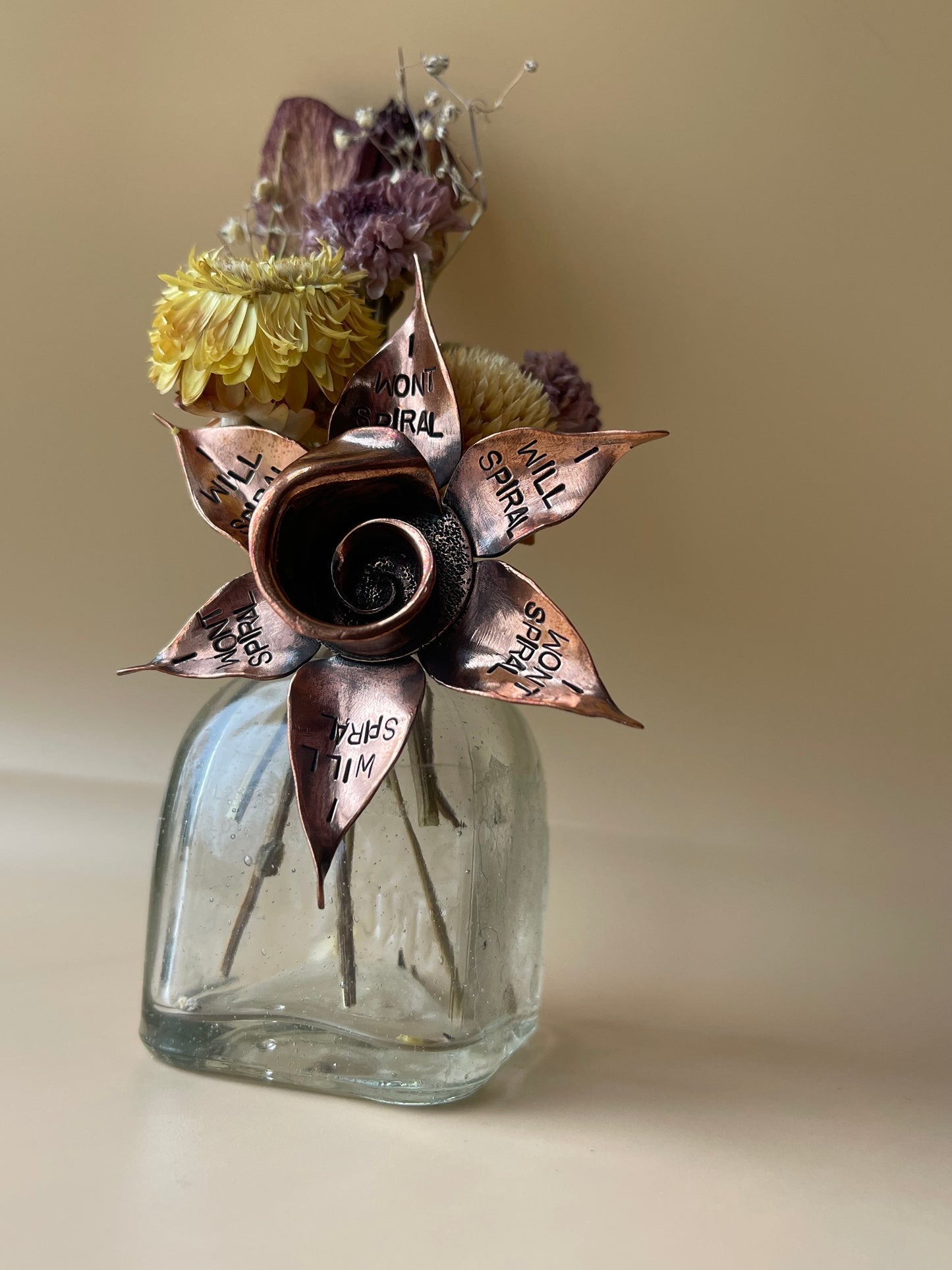 *To Spirl or not to Spiral • Sculptural Copper Flower Brooch/Pendant combo