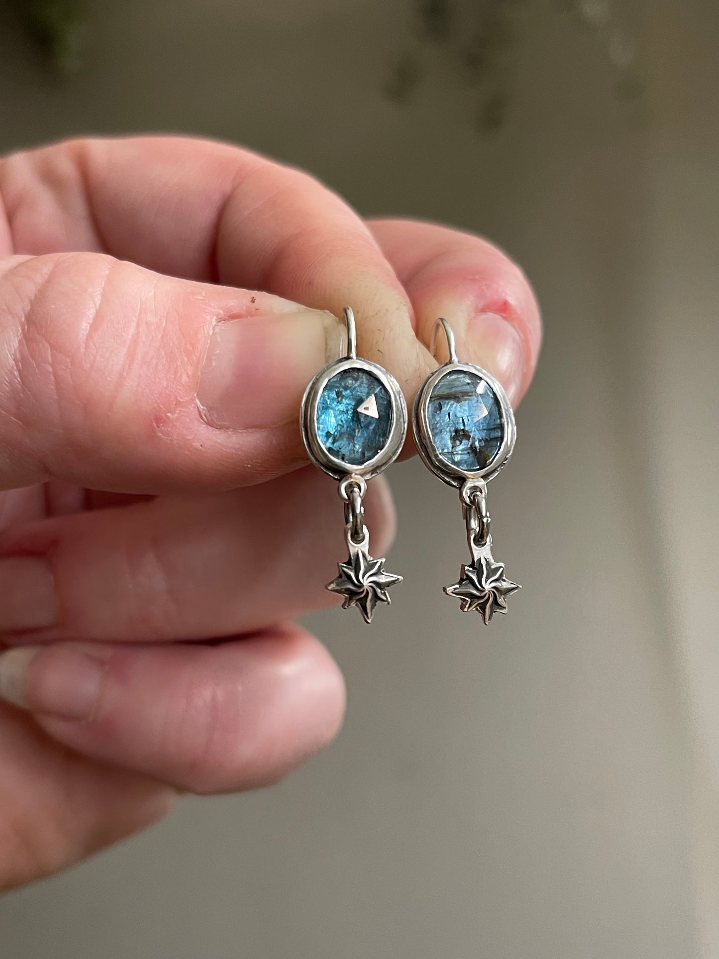 *Ocean of Starlight • Teal Kyanite Celestial Drop Dangle Earrings