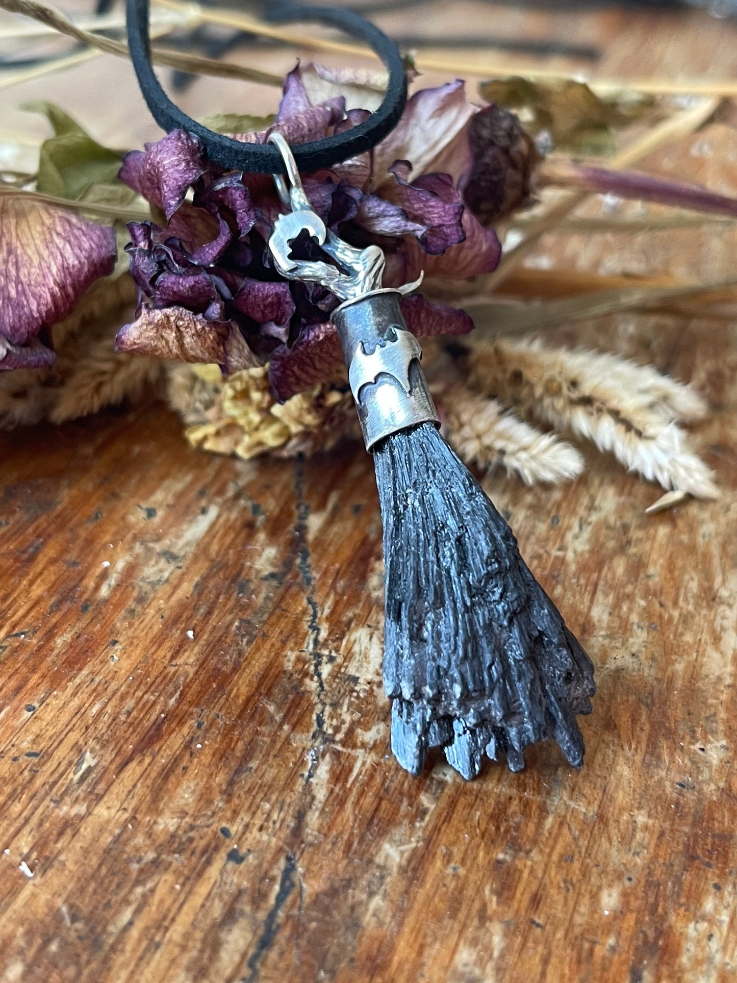 Creature of the Night Witch Crystal Broom Pendant