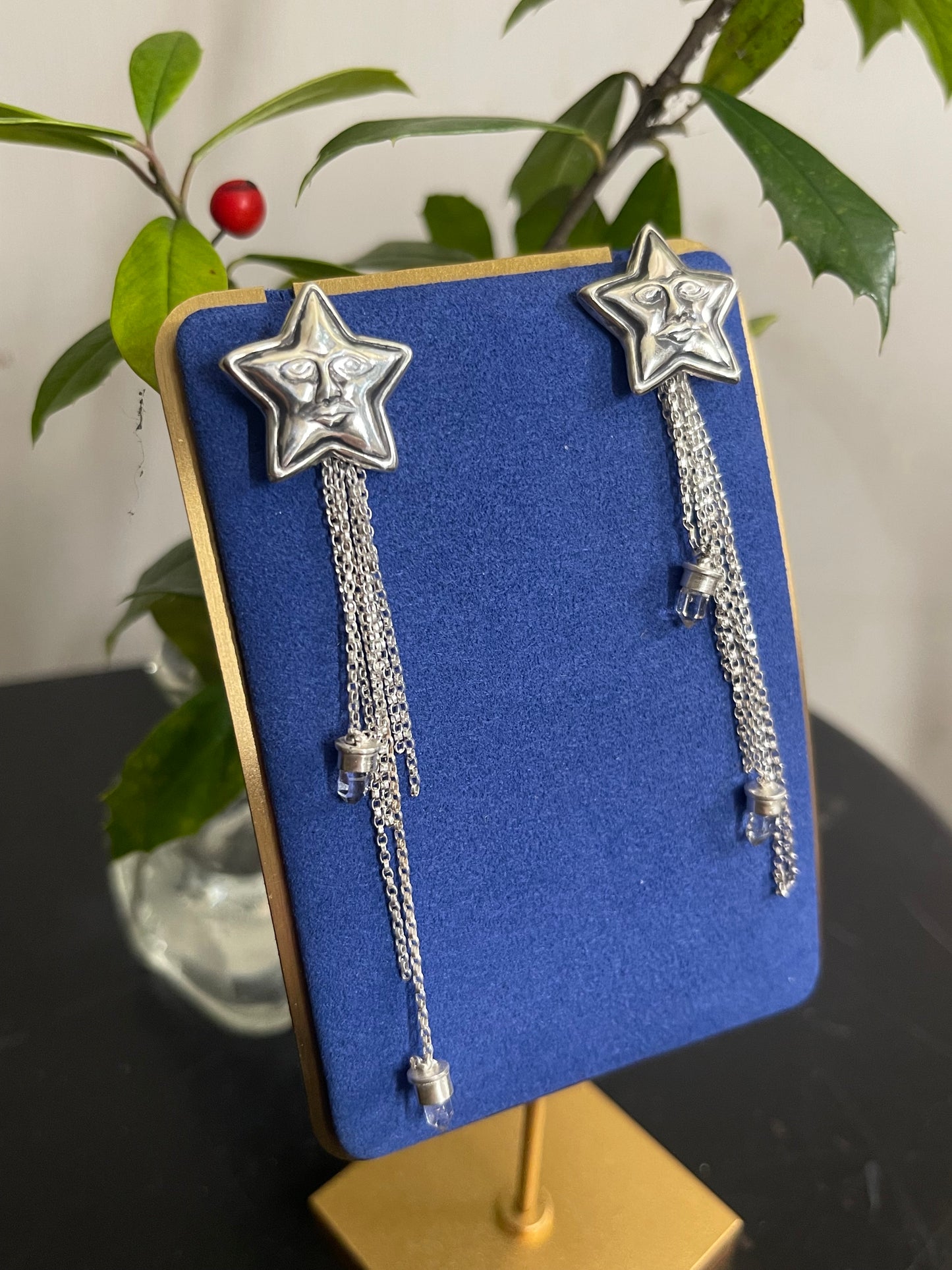 *Dreams Beneath Starlight Stud Dangle Crystal Fringe Earrings