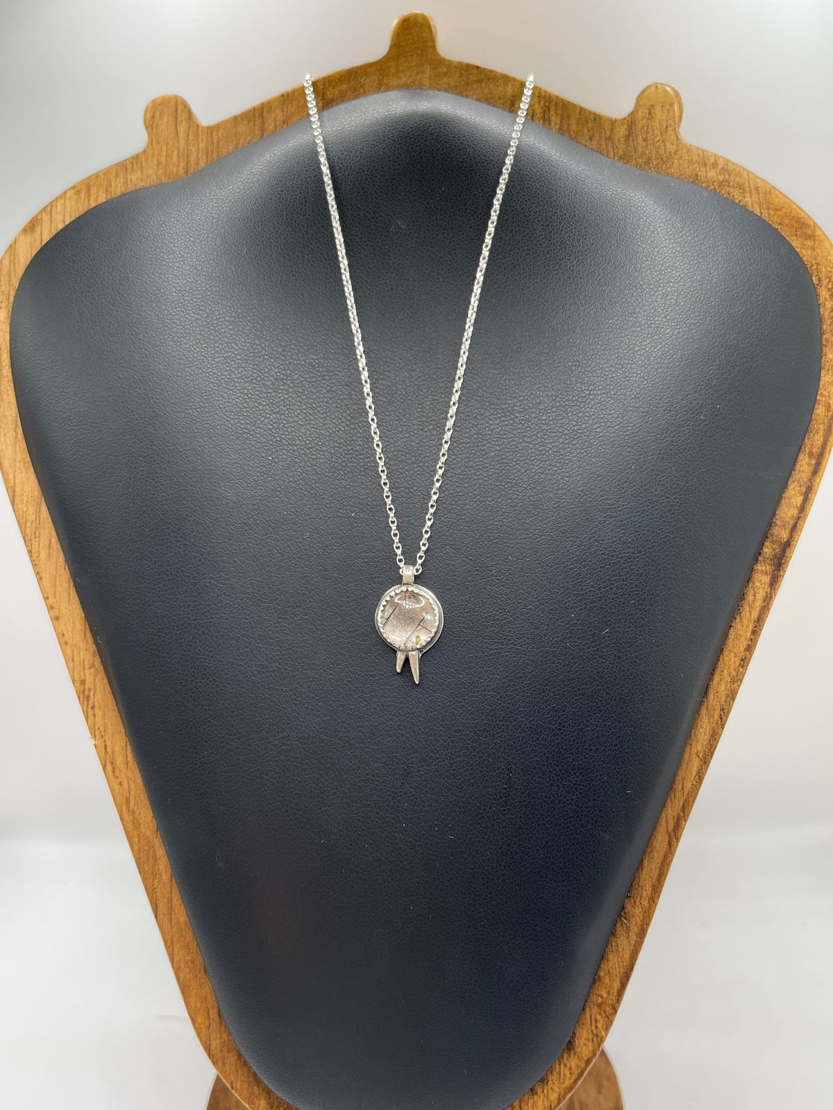 *Black Rutilated Quartz Spiked Charm Pendant Necklace • Sterling Silver
