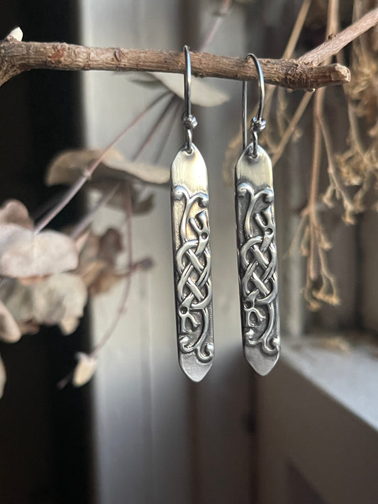 Jörmungandr Viking Knots Sterling Silver Dangle Earrings