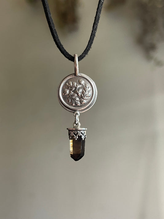 Forest Keeper • Smokey Quartz Crystal Pendant