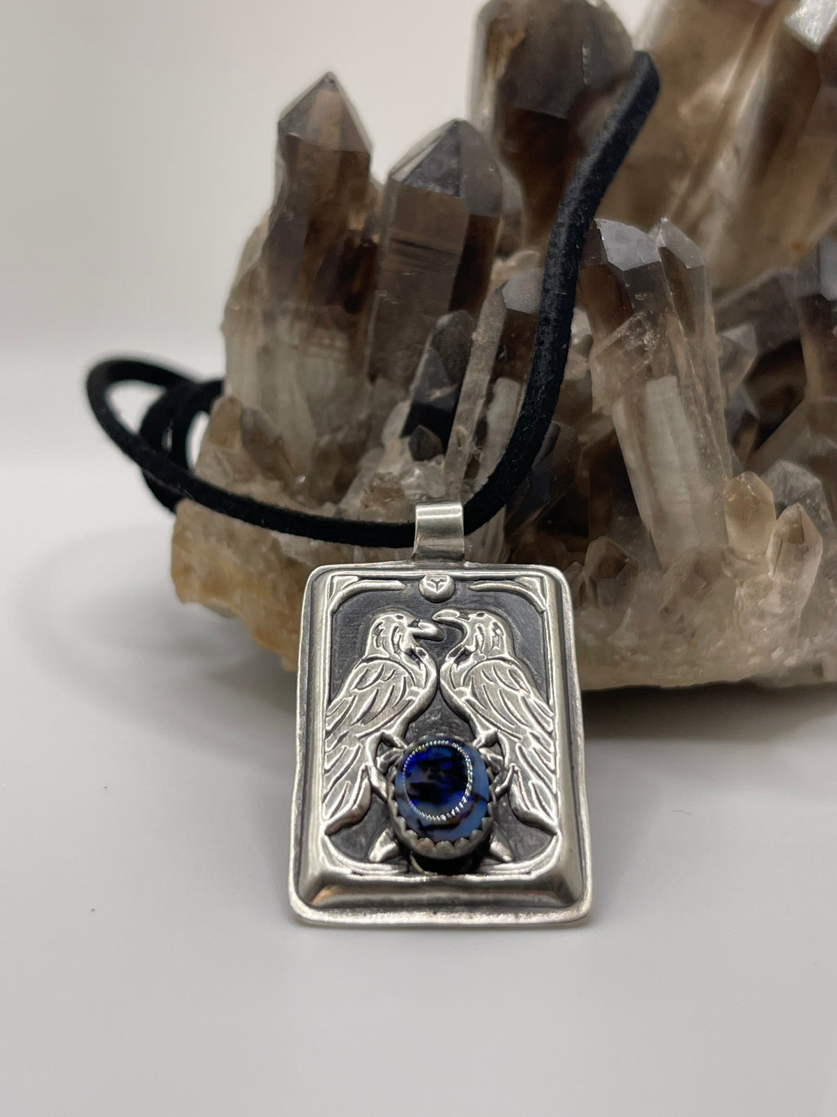 *Nyx’s Ravens • Sterling Opal Raven Pendant • Sterling Silver